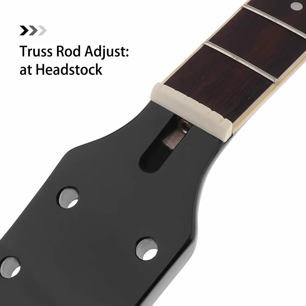 Alnicov Szyja do gitary elektrycznej DIY dla Gibson LP części zamienne 22 progi klon szyja palisander podstrunnica z białymi kropkami wkładka czarny połysk 2
