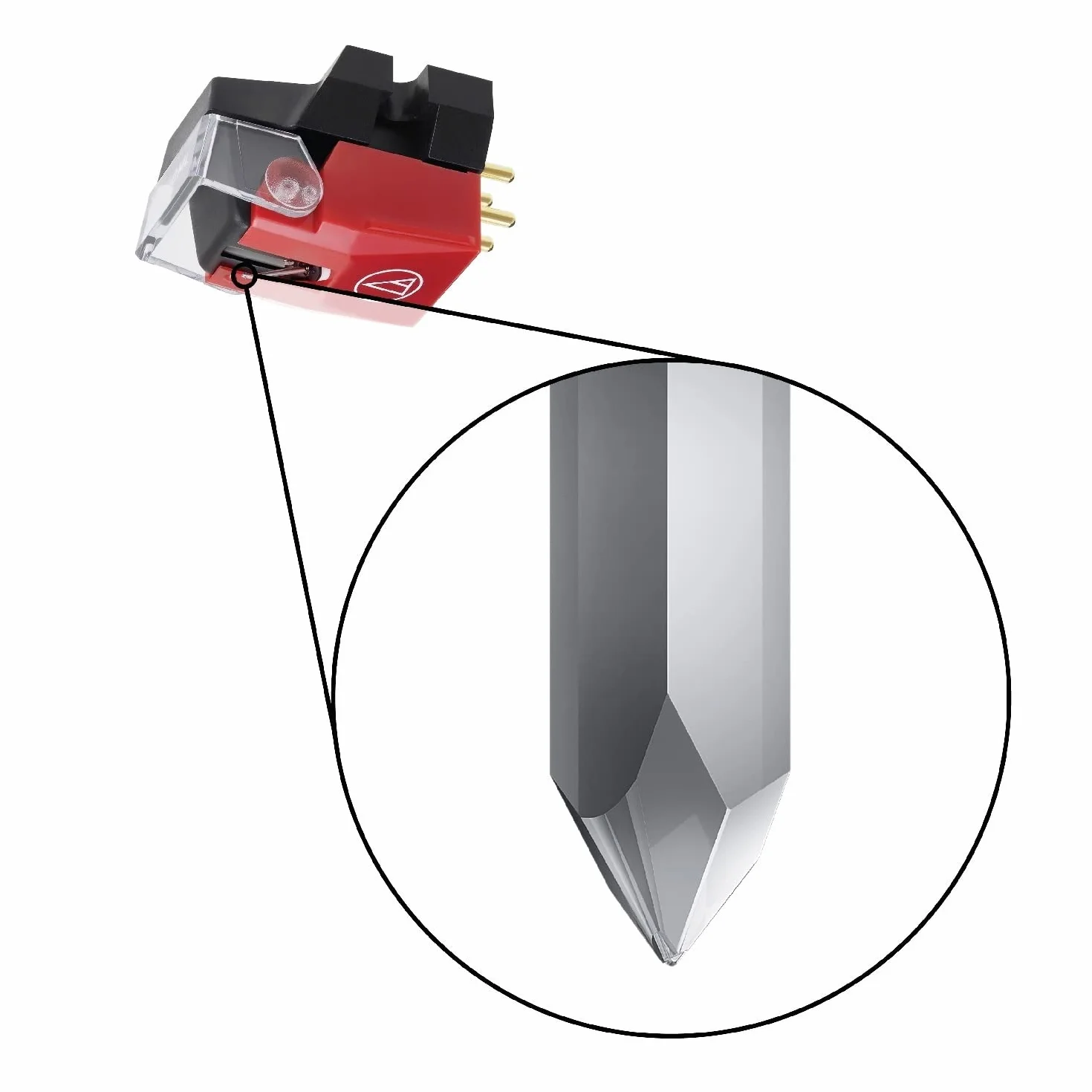 Audio Technica VM540ML/H Podwójny ruchomy magnes Phono Cartridge / Headshell Combo Kit (czarny/czerwony)