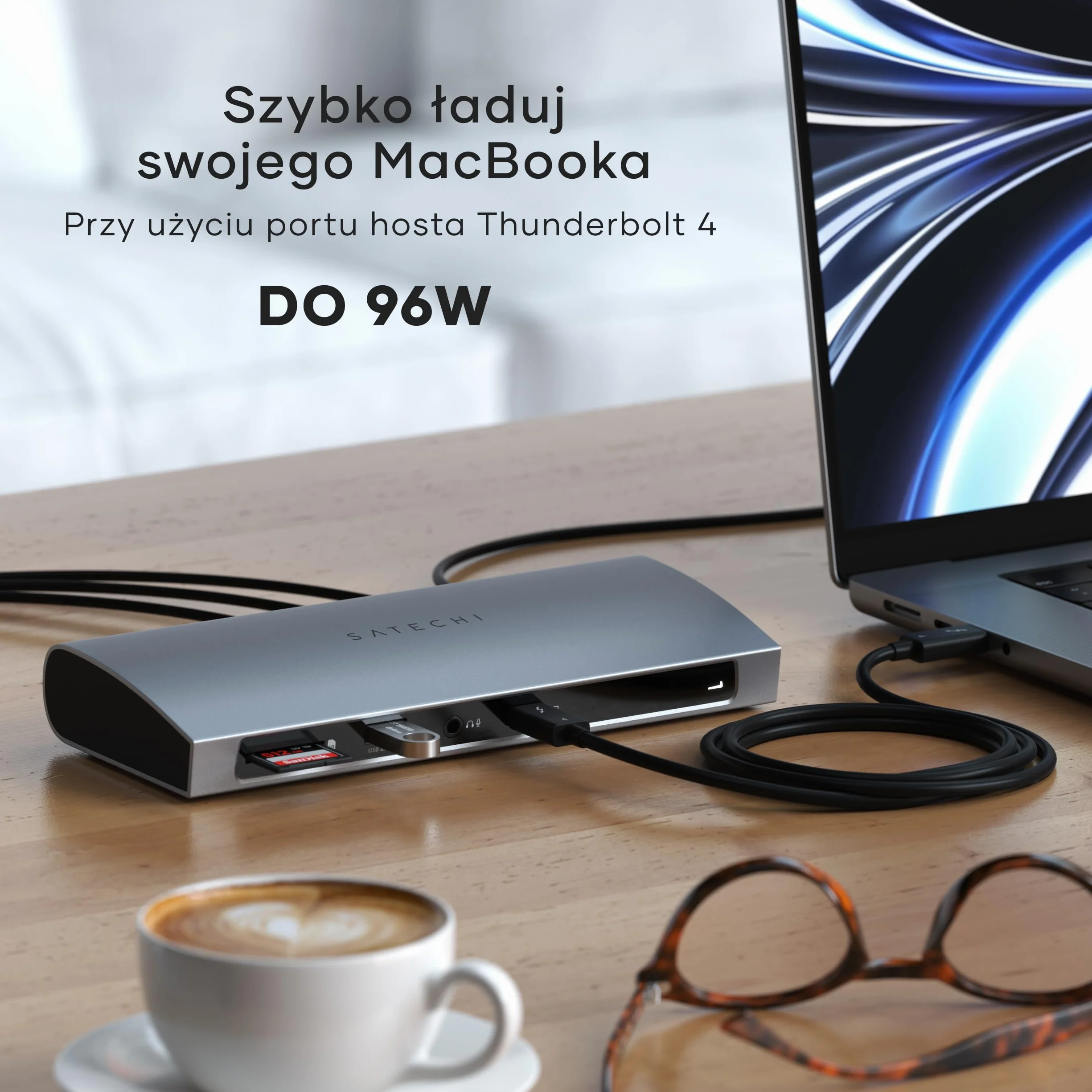 SATECHI 11 w 1 Thunderbolt 4 Stacja Dokująca, Port Hosta 100W PD, 3x Thunderbolt 4, USB-A 3.2, Czytnik Kart SD UHS-II, Ethernet, Dźwięk – do MacBook Air i Pro M5 M4, Windows