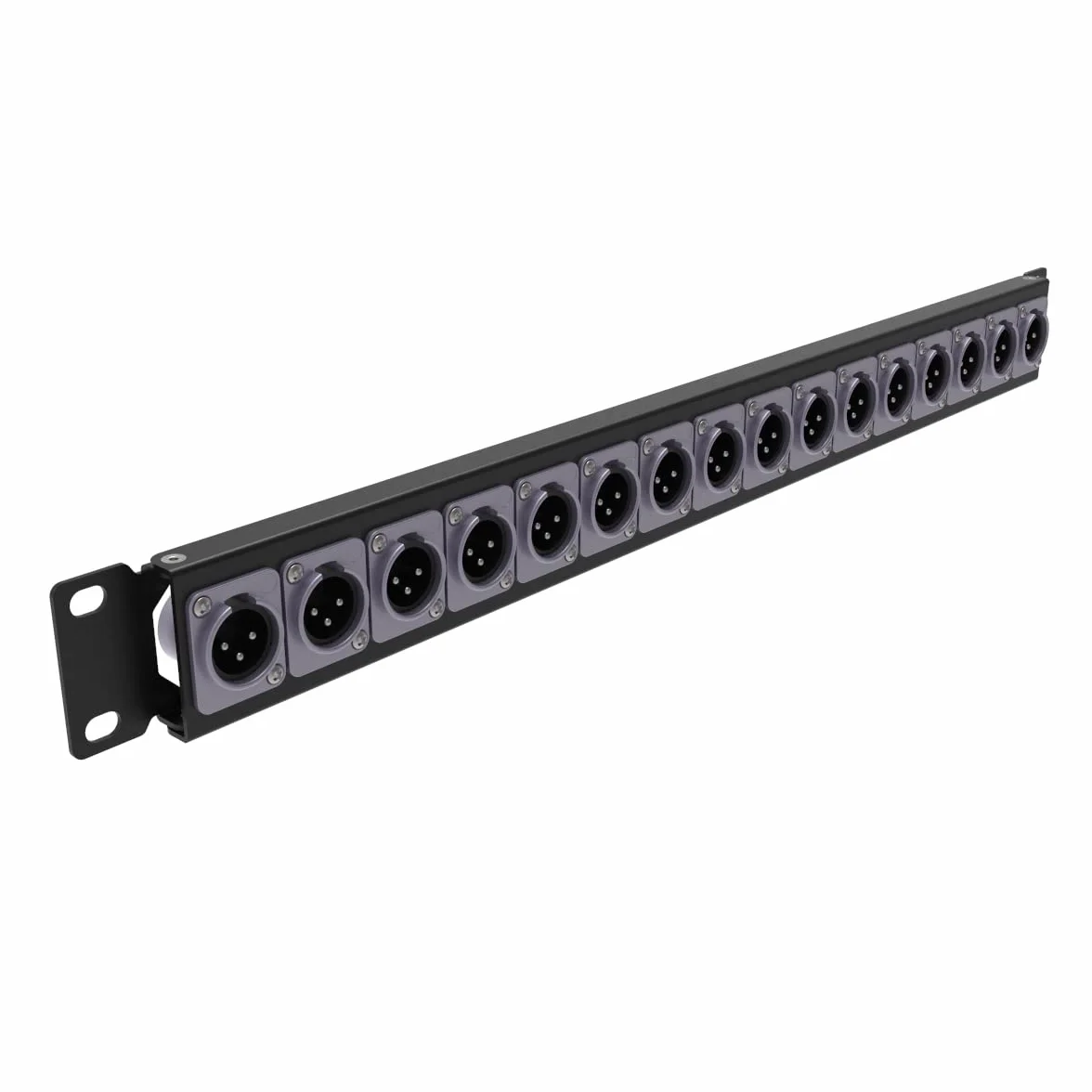 Panel 1U do montażu na zawiasach XLR HDMI 19 cali z 16 wykrojnikami serii D do szafy audio serwera