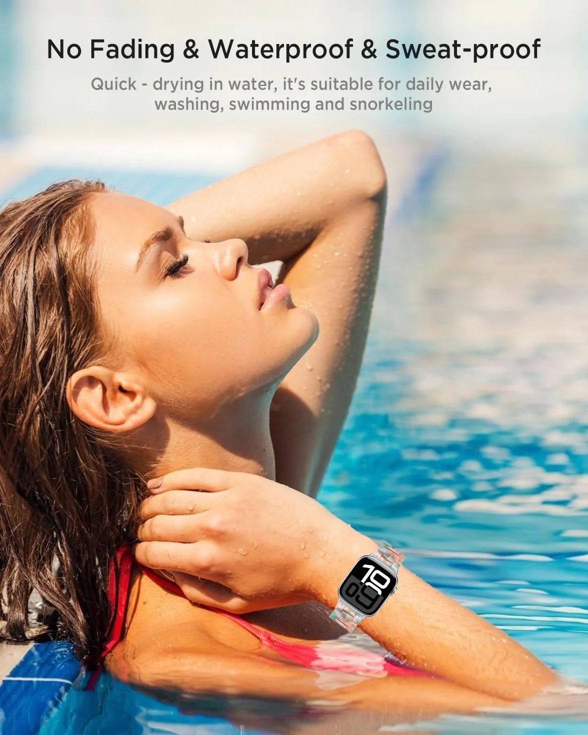 Miimall Pasek z żywicy do zegarka Apple Watch Series 10 Ultra, SE Series 9, 8, 7, 6, 5, 4, 3, 2, 1, lekki pasek do iWatch 49 mm, 46 mm, 45 mm, 44 mm, 42 mm, 41 mm, 40 mm, 38 mm, regulowana bransoletka