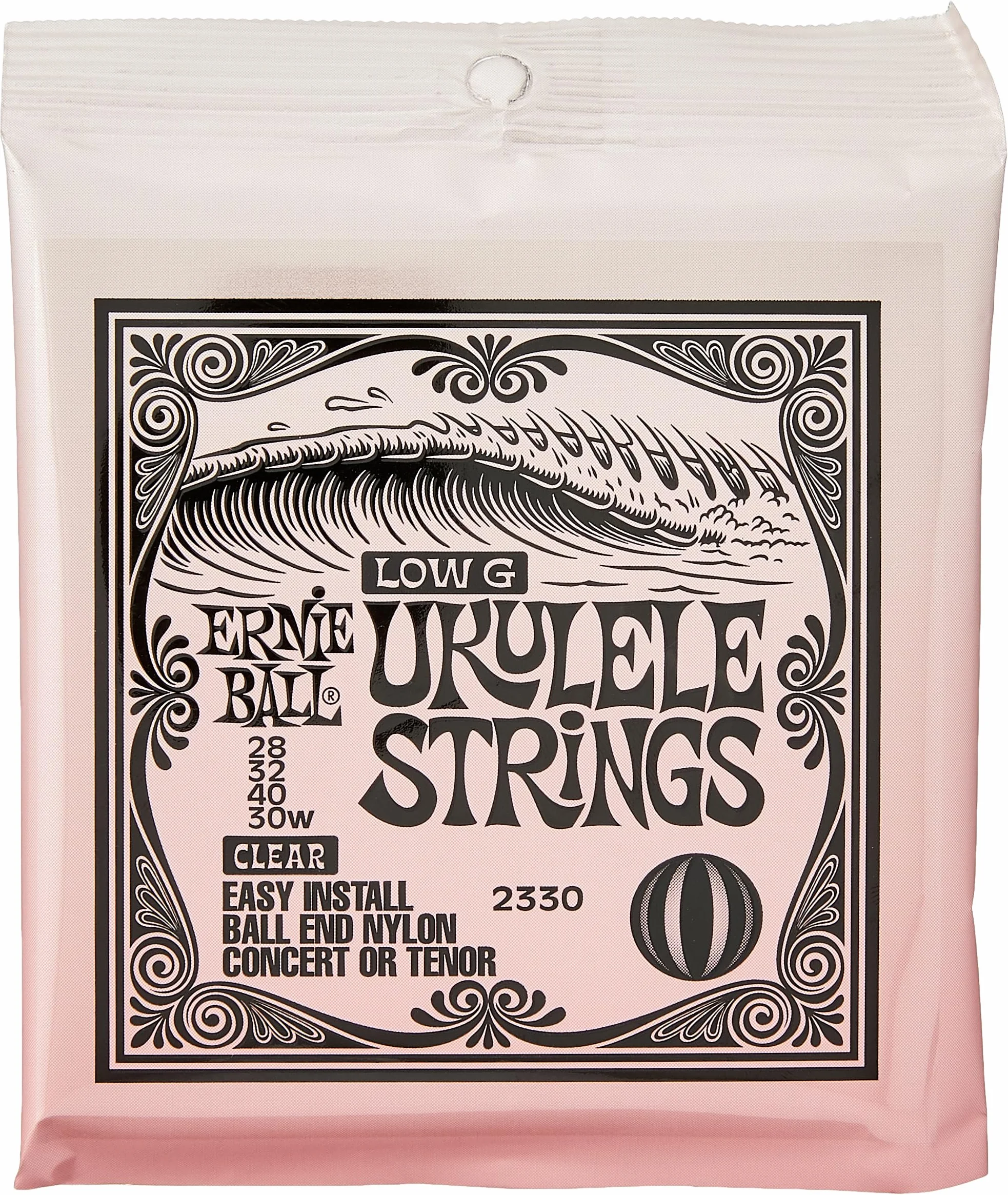 Ernie Ball Concert/Tenor Clear Nylon Ball End Ukulele Strings w/Wound G