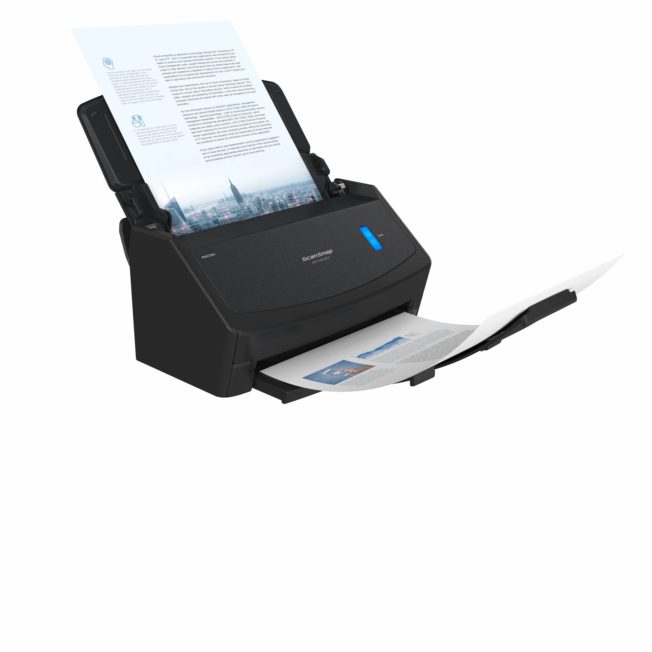 ScanSnap iX1400 czarny skaner A4, 40 ppm, skanowanie dwustronne. Automatyczny podajnik dokumentów zalecany 400 stron dziennie. USB 3.2