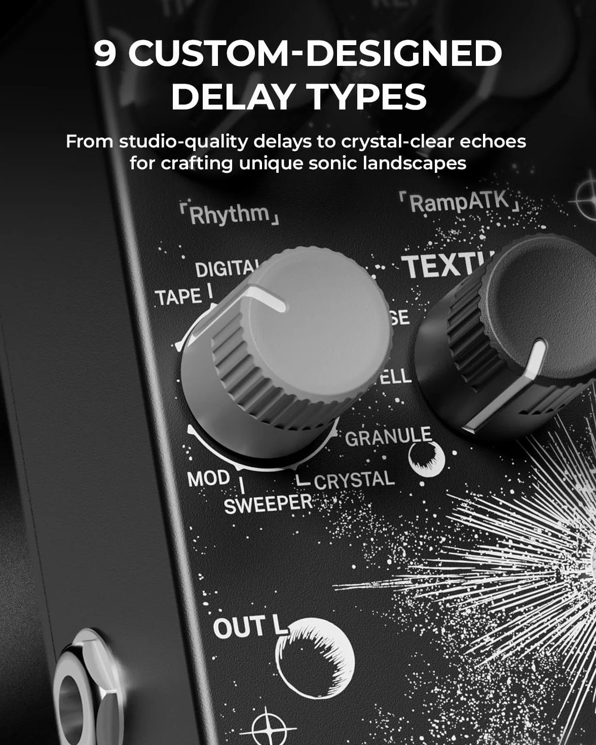 Everlast Delay gitarowy na gitarę elektryczną - Ramp, 9 stereo typów opóźnienia, Tap Tempo, True Bypass, Analog Dry Through, obsługa pedału ekspresji & przełącznika nożnego TS/TRS