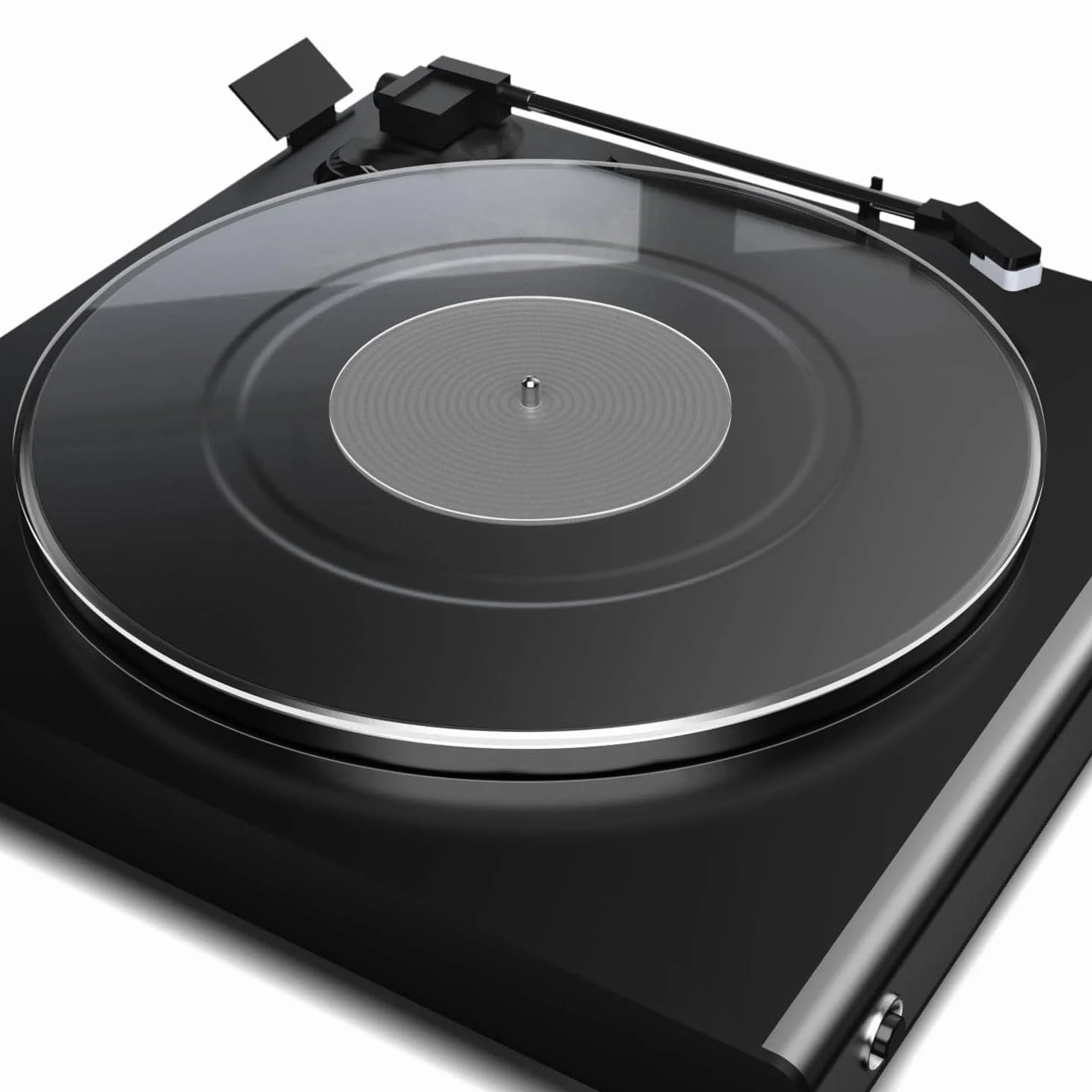 Akrylowa Podkładka Pod Gramofon, Talerz Gramofonu 12-calowa Mata Niestatyczna, Pyłoszczelna Akcesoria do Sprzętu DJ-skiego, Przezroczysta Czarna i Przezroczysta, do Wszystkich