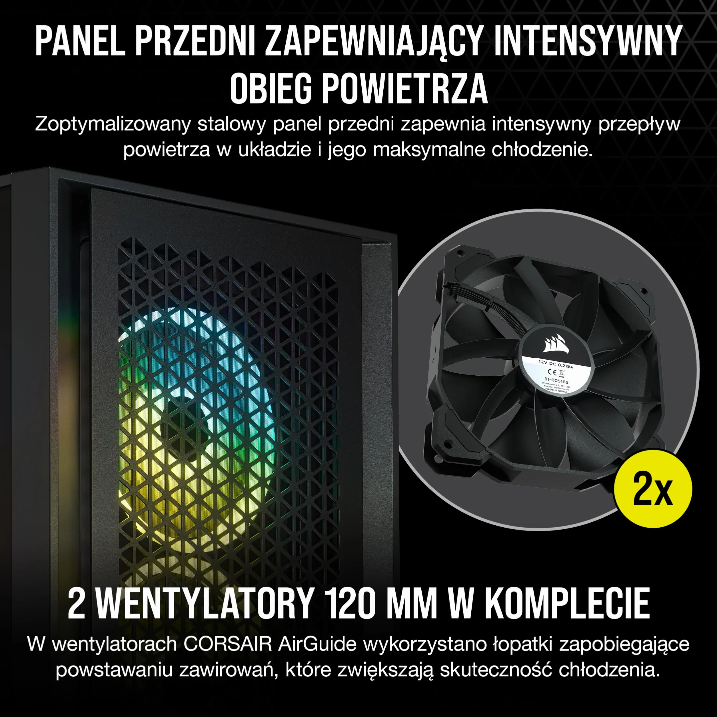 Corsair Obudowa 4000D Airflow Mid-Tower-ATX ze szkłem hartowanym (przednia osłona o dużej przepustowości powietrza, osłona boczna ze szkła hartowanego, dwa w zakresie dostawy wentylatory 120 mm)
