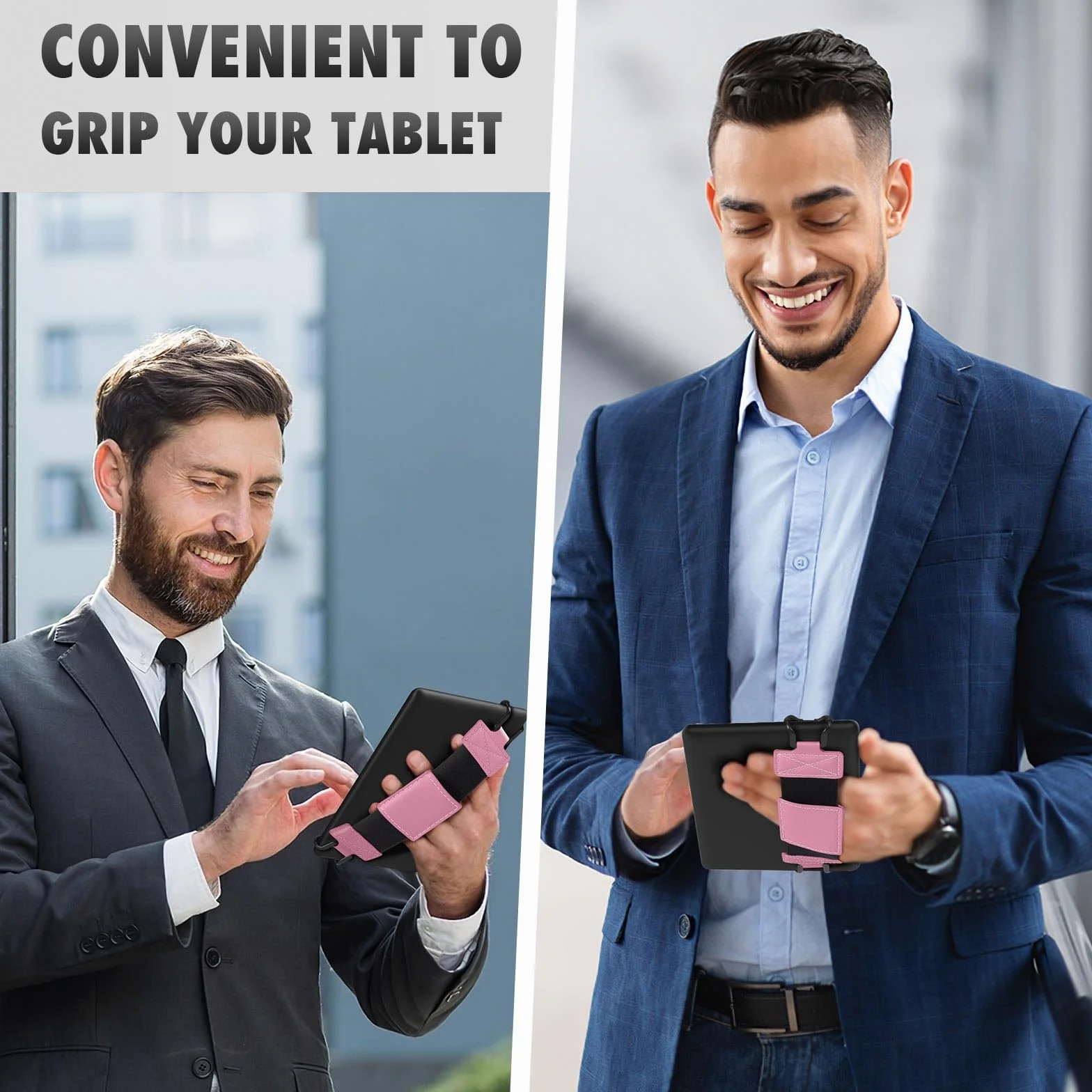 MoKo Soft Hand Strap for 6-8" Kindle eReaders Fire Tablet Kindle/Kobo/Voyaga/Sony Kindle E-Book Tablet, Black High-Elasticity Versatile Hand Strap Lightweight Finger Grip Holder, Pink