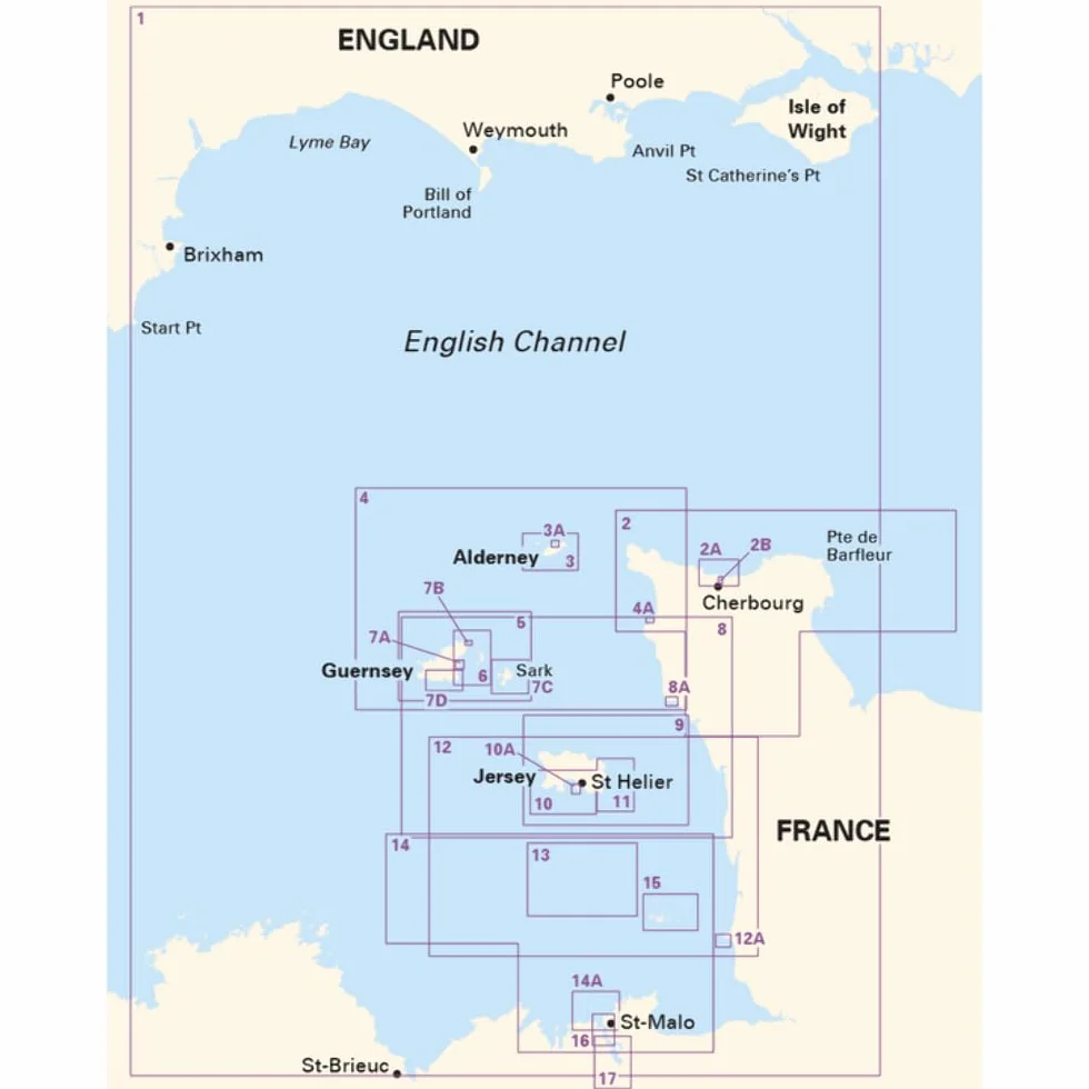 2500 The Channel Islands and adjacent coast of France Chart Pack Wiro-bound: Cabo de la Nao to the French border Chart Atlas