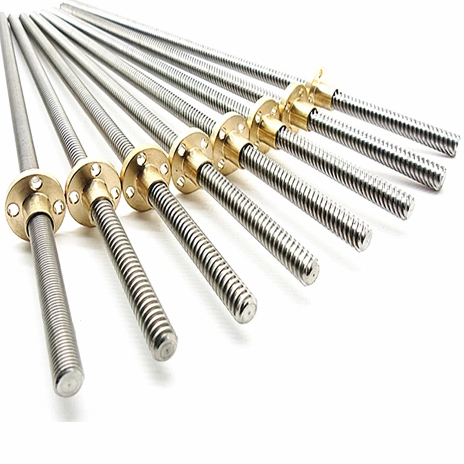 Skok śruby trapezowej 8 mm Skok 1 mm 2 mm Śruba sterująca 1 mm 2 mm 4 mm 8 mm 12 mm z mosiężną nakrętką w pełni gwintowana śruba sterująca T8 nakrętka wału (kolor: 1 mm Pitch