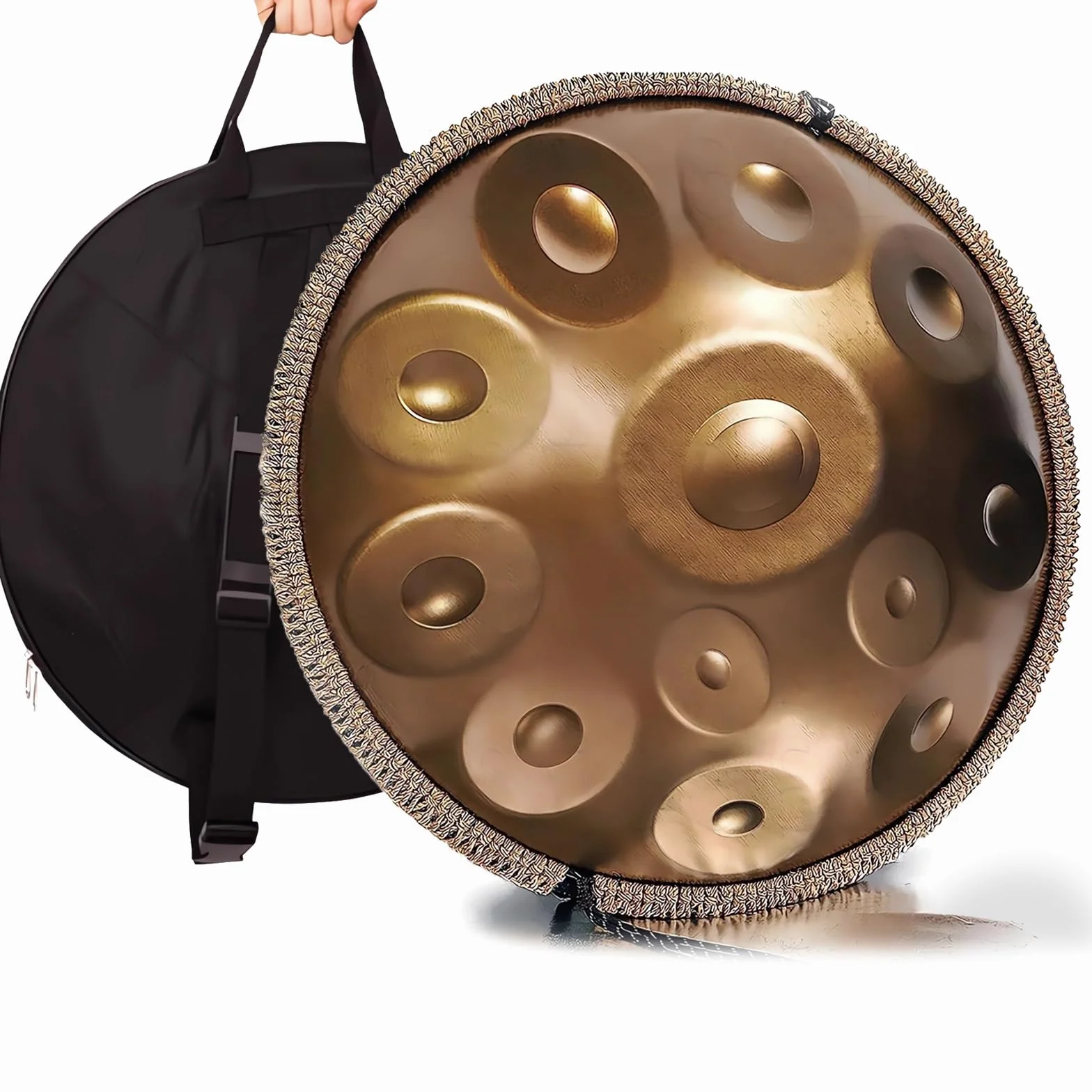 Handpan Drum 432Hz/440Hz, 9/10/12 nut 22 cale instrument perkusyjny ze statywem perkusyjnym, stalowy przyrząd do medytacji jogi uzdrawiania dźwiękiem (kolor: 440 Hz, rozmiar: 12 nut)