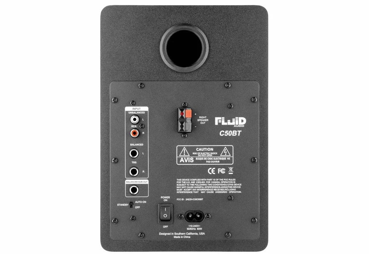 Fluid Audio C50BT Studio Monitor, para aktywnych głośników (głośnik studyjny z neutralnym balansem dźwięku, głośnik monitora ze sterownikiem 5" i łącznością BT)