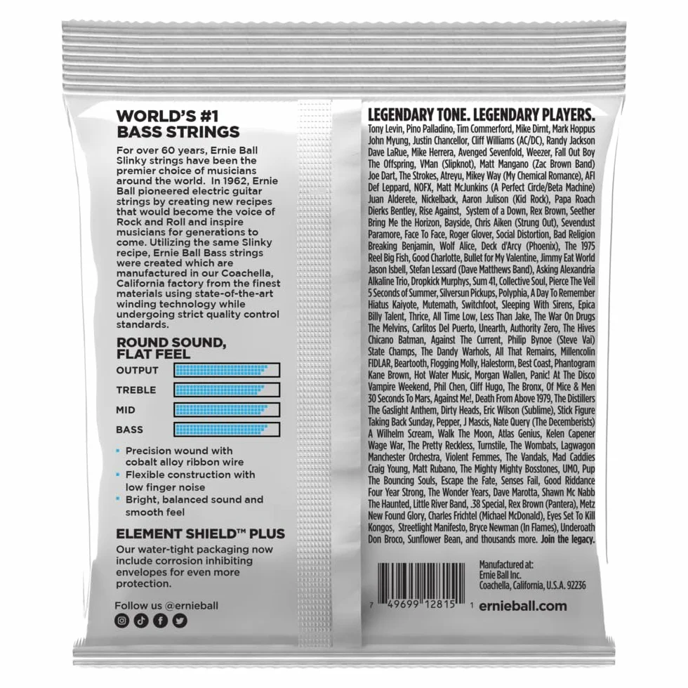 Ernie Ball Extra Slinky Flatwound Electric Bass Strings 40-95 Gauge