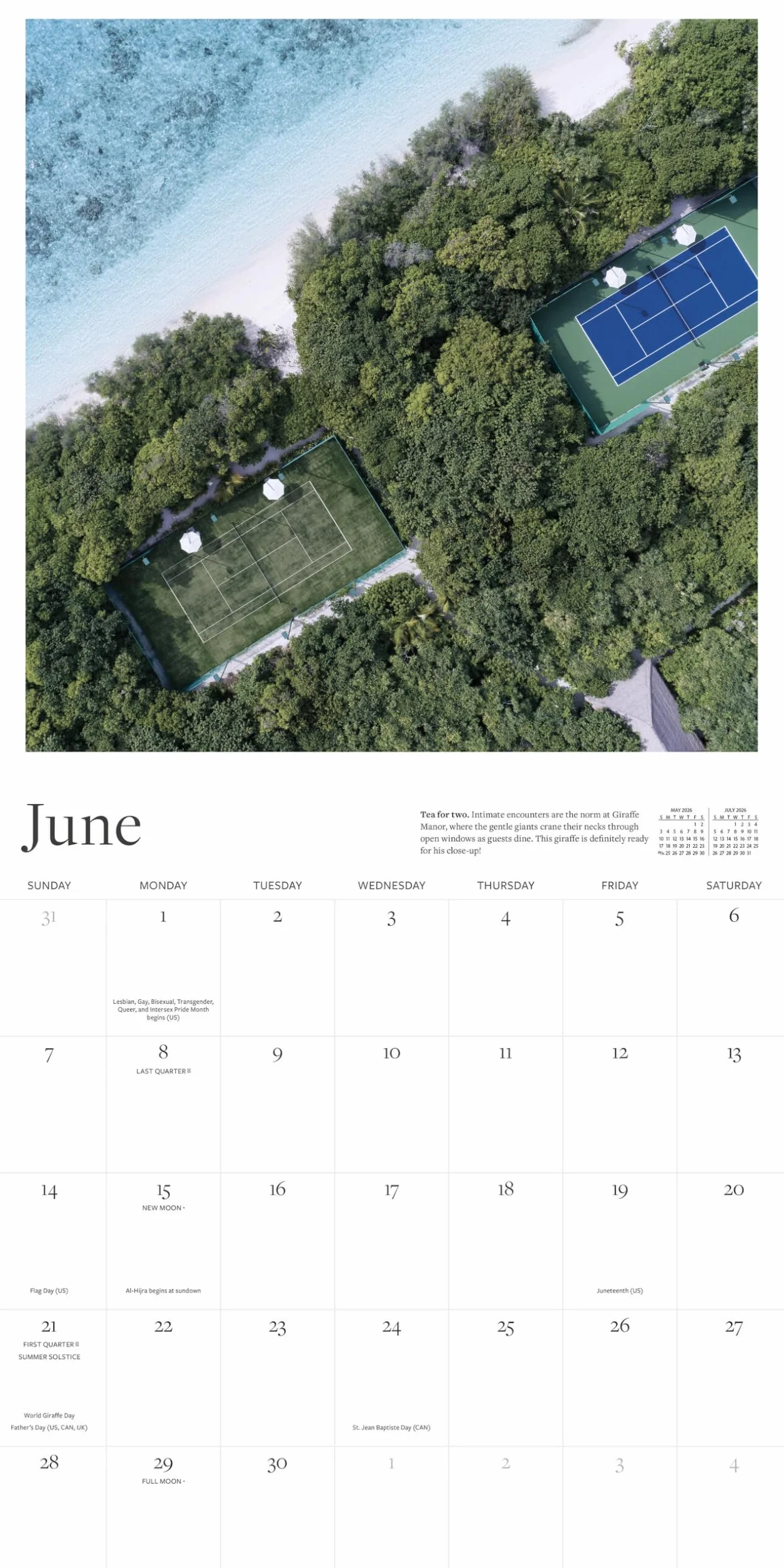 The Tennis Court Wall Calendar 2026: A Year of the World's Greatest Tennis Courts