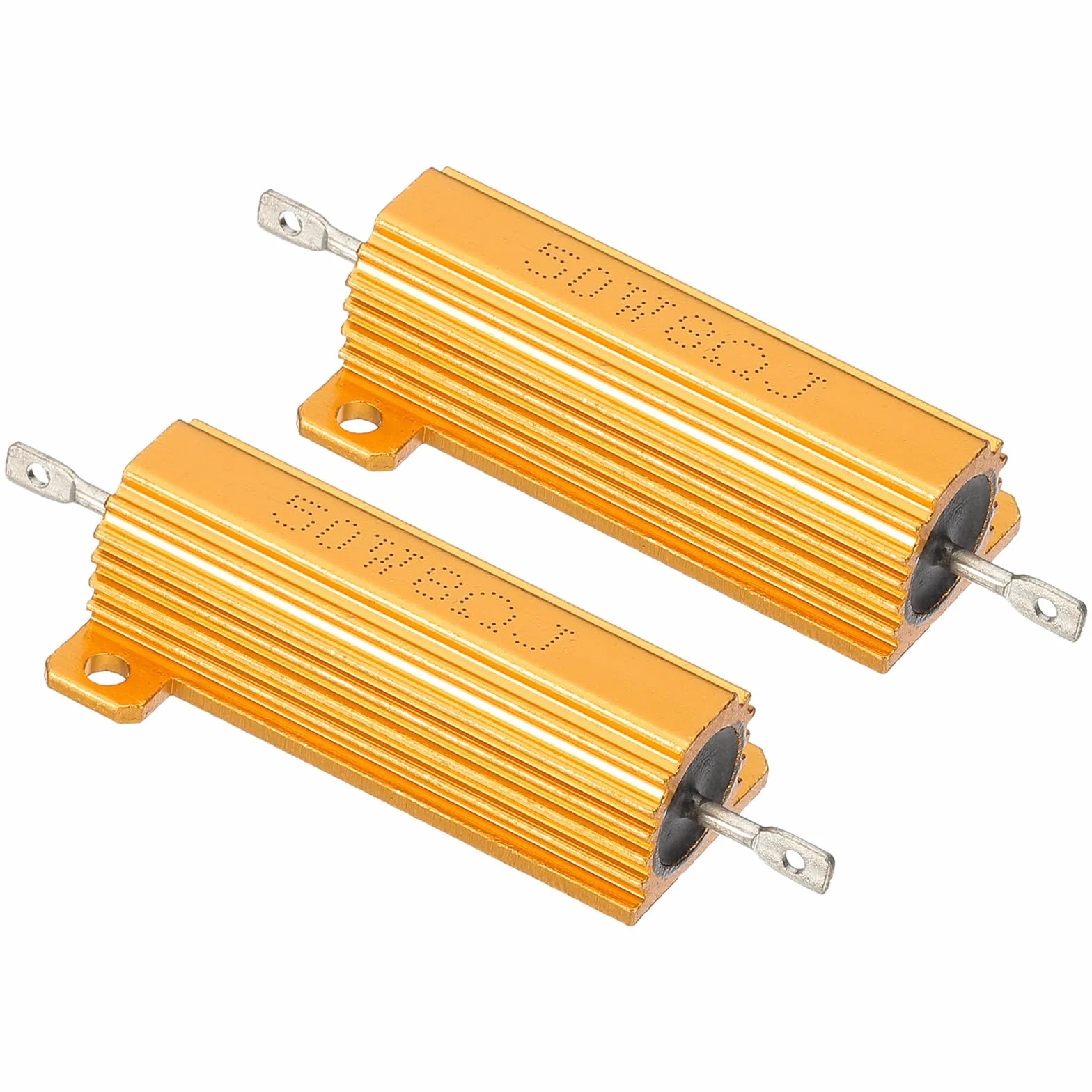 PATIKIL Ohm 50W 8 omów aluminiowa obudowa oporowa, 2 szt. oporu z aluminiową obudową, opór drutowy opór z wtyczką śrubową Tolerancja 5%, złoty