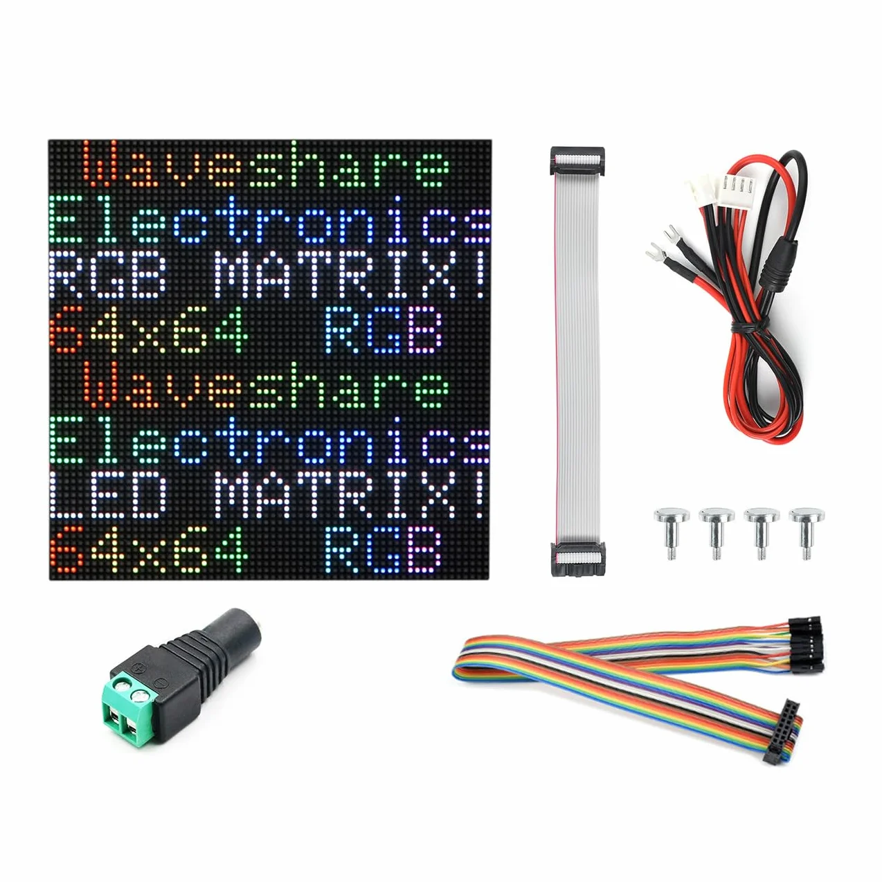 Waveshare RGB Full-Color LED Matrix Panel 2.5mm Pitch 64x64 Pixels Adjustable Brightness Compatible with Raspberry Pi/Pico/ESP32