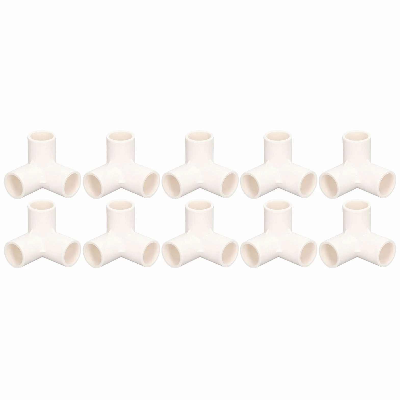 3 Way PVC Pipe Fittings | 10PCS 25mm Tee Elbow Connector | 90 Degree Corner Fitting for Furniture/Greenhouse/Water Pipes | Sturdy Plastic (White)