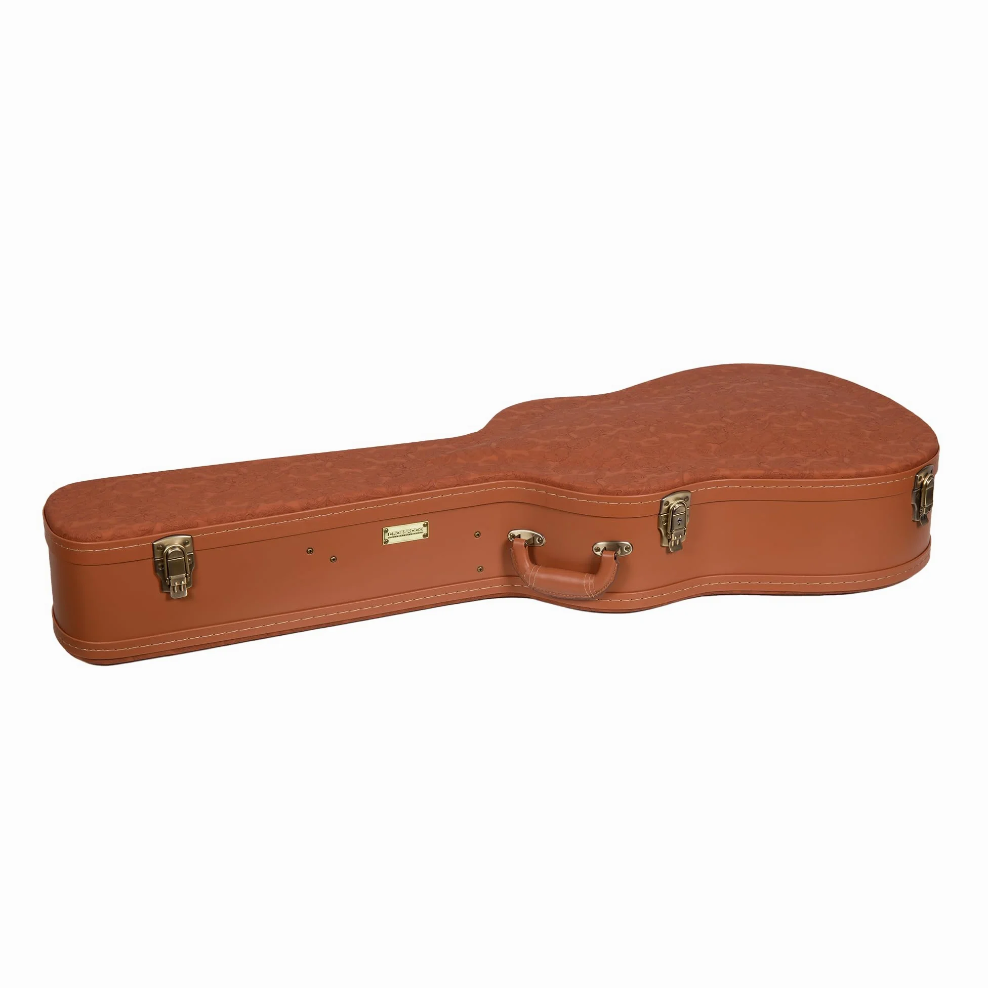 Crossrock Seria Relief - drewniana obudowa do gitary Gibson Acoustic i Martin Dreadnought, z wysoce teksturowaną powierzchnią, imitacja polaru z norek, zatrzaski ze stali nierdzewnej - czerwone drewno