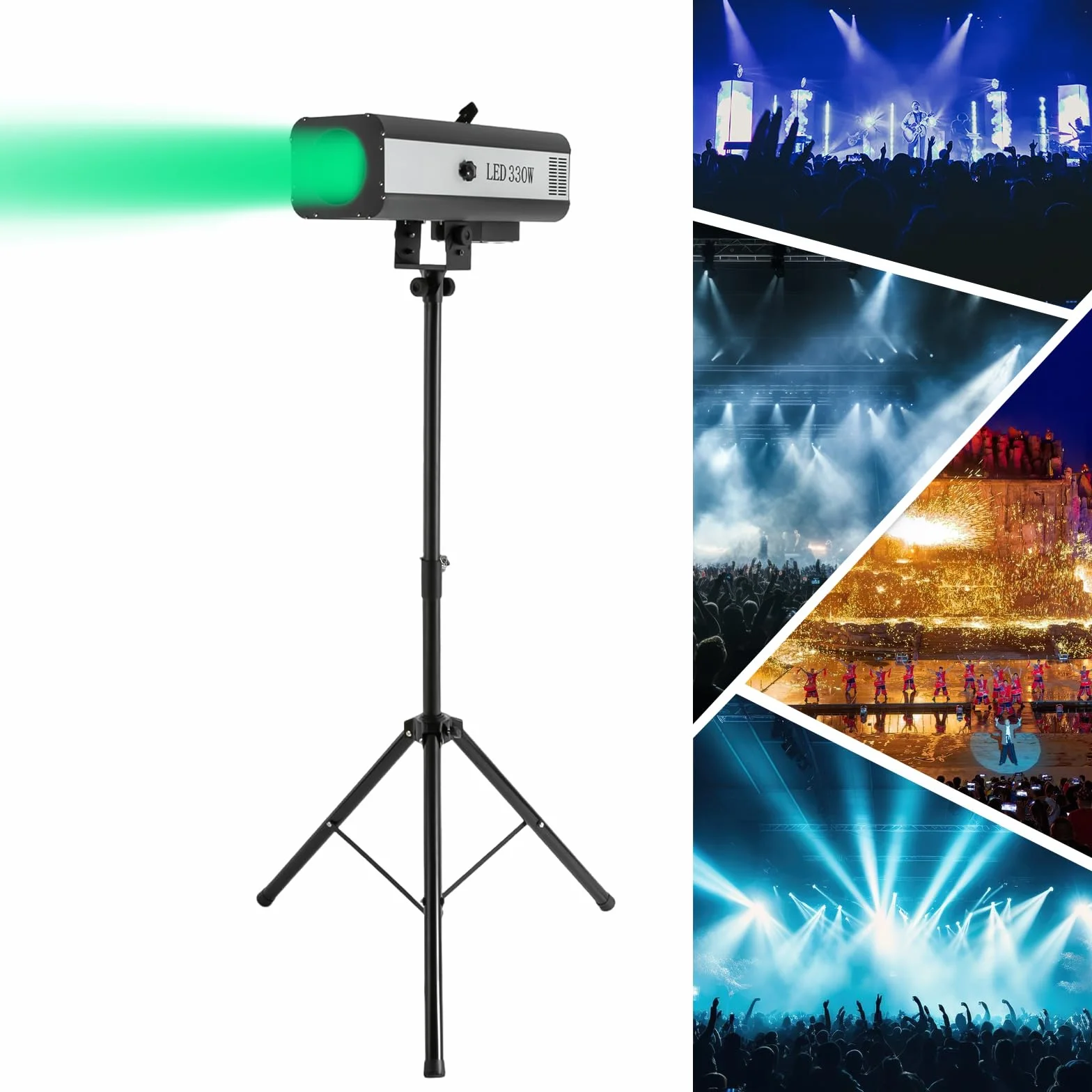 Oświetlenie sceniczne LED, oświetlenie sceniczne, światło imprezowe ze statywem 330 W, reflektor do teatru, na wesele, DJ, pokazy, 6 kolorów, 3200 K, 5600 K, 6000 K, bezstopniowy efekt świetlny, IP20