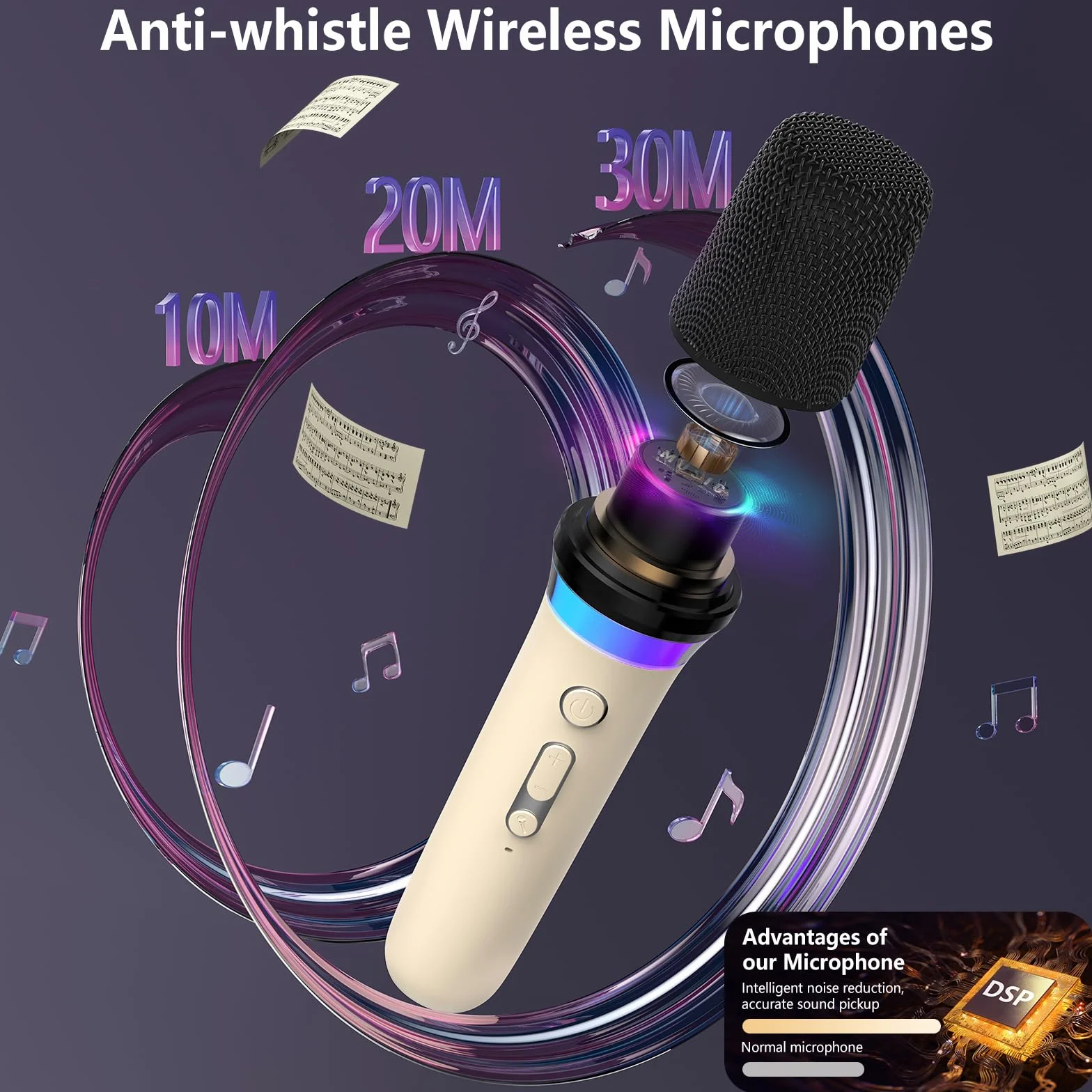 JYX Maszyna do karaoke z 2 mikrofonami dla dzieci i dorosłych, diodami LED i magicznym dźwiękiem, przenośny, bezprzewodowy głośnik Bluetooth, obsługuje imprezę domową/na zewnątrz/prezenty/dekoracje