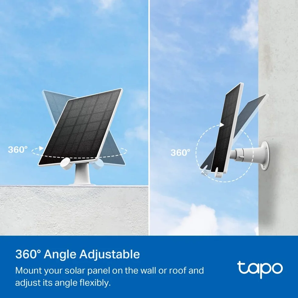 TP-Link Tapo A200 | Panel solarny do kamer Tapo | Kompatybilny z C420, C425, D230S1 i innymi modelami bateryjnymi | Ładowanie bezprzewodowe | Kabel 4 m w zestawie | Montaż zewnętrzny IP65