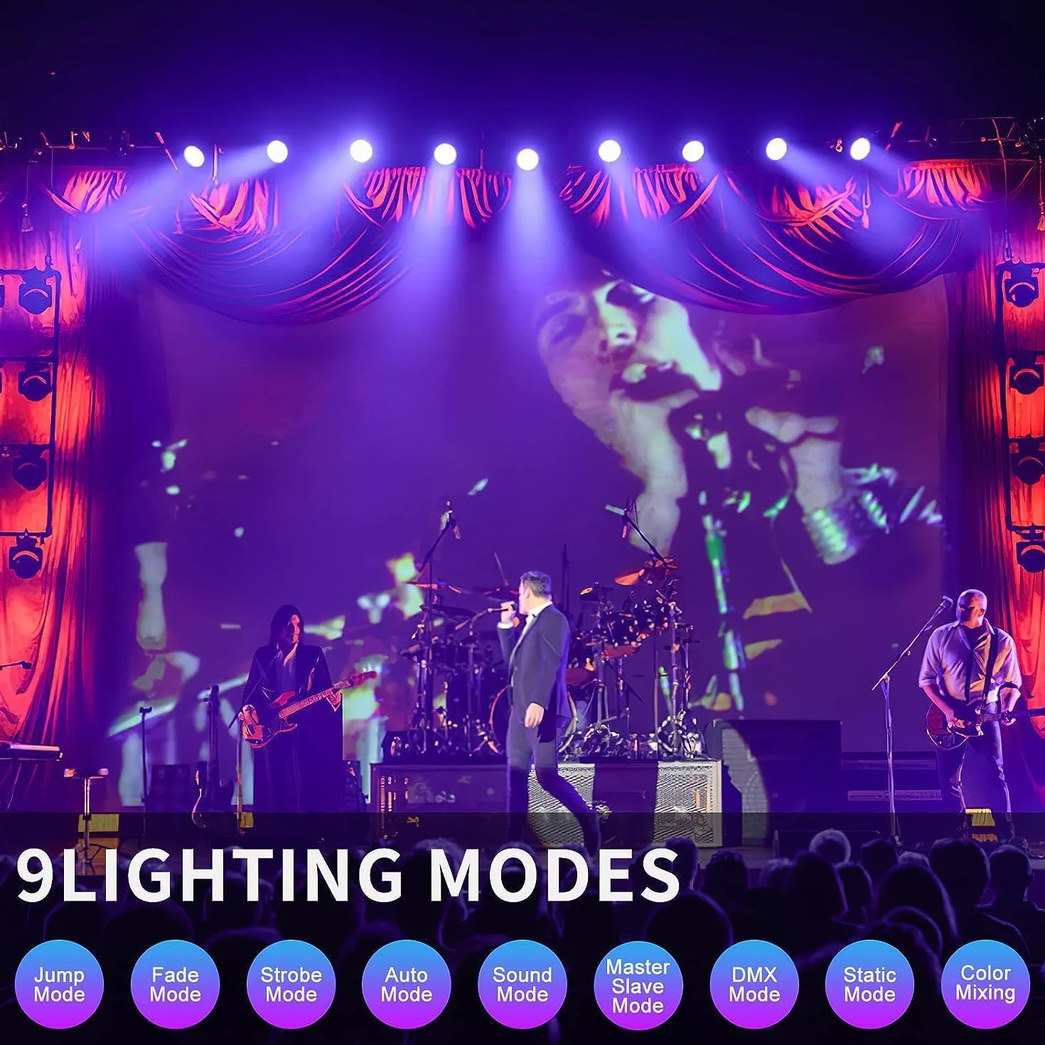 BETOPPER Reflektor LED 54 x 3 W, sterowanie muzyką/DMX512, RGB 3 w 1, 7 kolorów, oświetlenie sceniczne LED, do klubu, baru, na koncert,