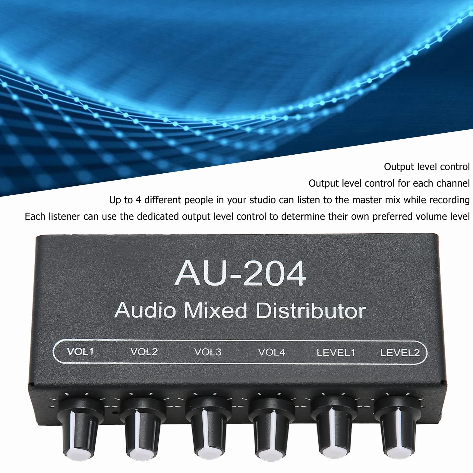 Przenośny mikser audio, stereo Sound Signal Mixer 2 w 4 Out, 3,5 mm, stereo, słuchawki, mikser do studia i na scenę