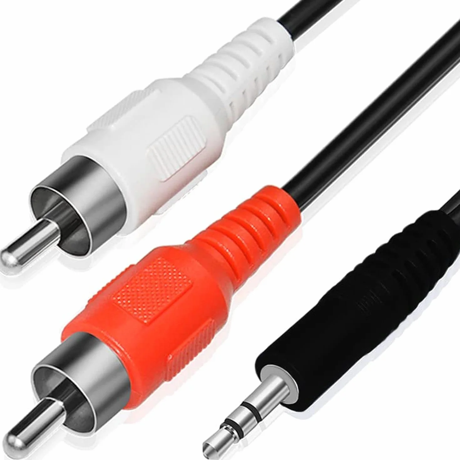 Retoo Aux Chinch, 3,5 mm jack na 2 x cinch 150 cm długości, wtyk RCA (czerwony/biały) do urządzeń Hi-Fi, stereo, odbiorników, urządzeń audio, kabla adaptera cinch do gniazd słuchawkowych,