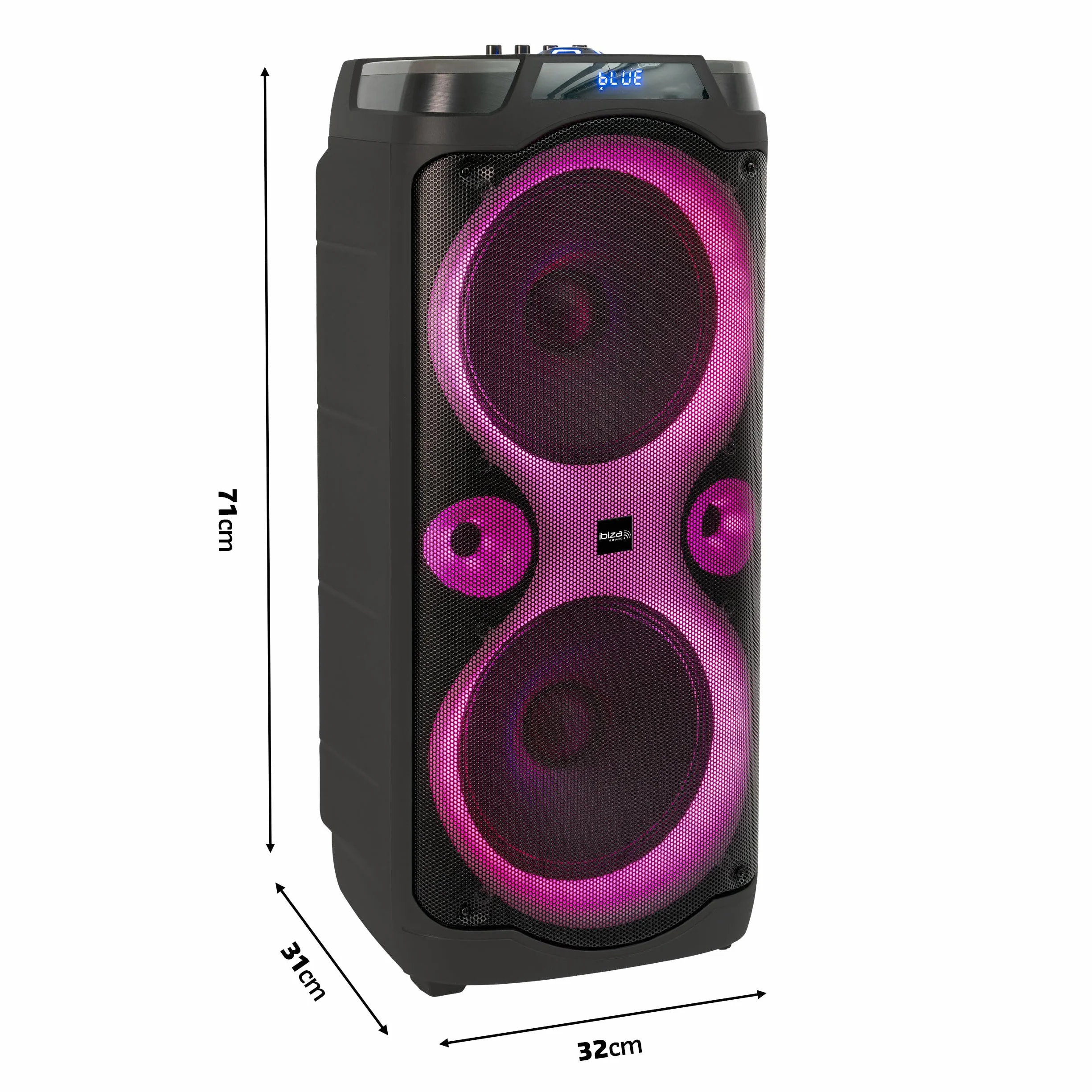 Ibiza - COLUMBA-KARAOKE - Głośnik Bluetooth KARAOKE z 2 mikrofonami bezprzewodowymi - Zmieniacz głosu, oświetlenie LED, funkcja Talkover i Rec - Wieczory Karaoke