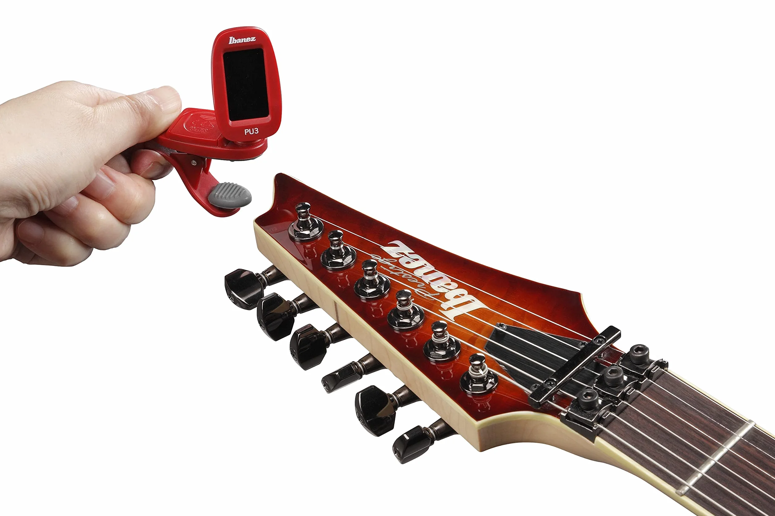 Ibanez stroik chromatyczny/automatyczny z klipsem - czerwony (PU3-RD)