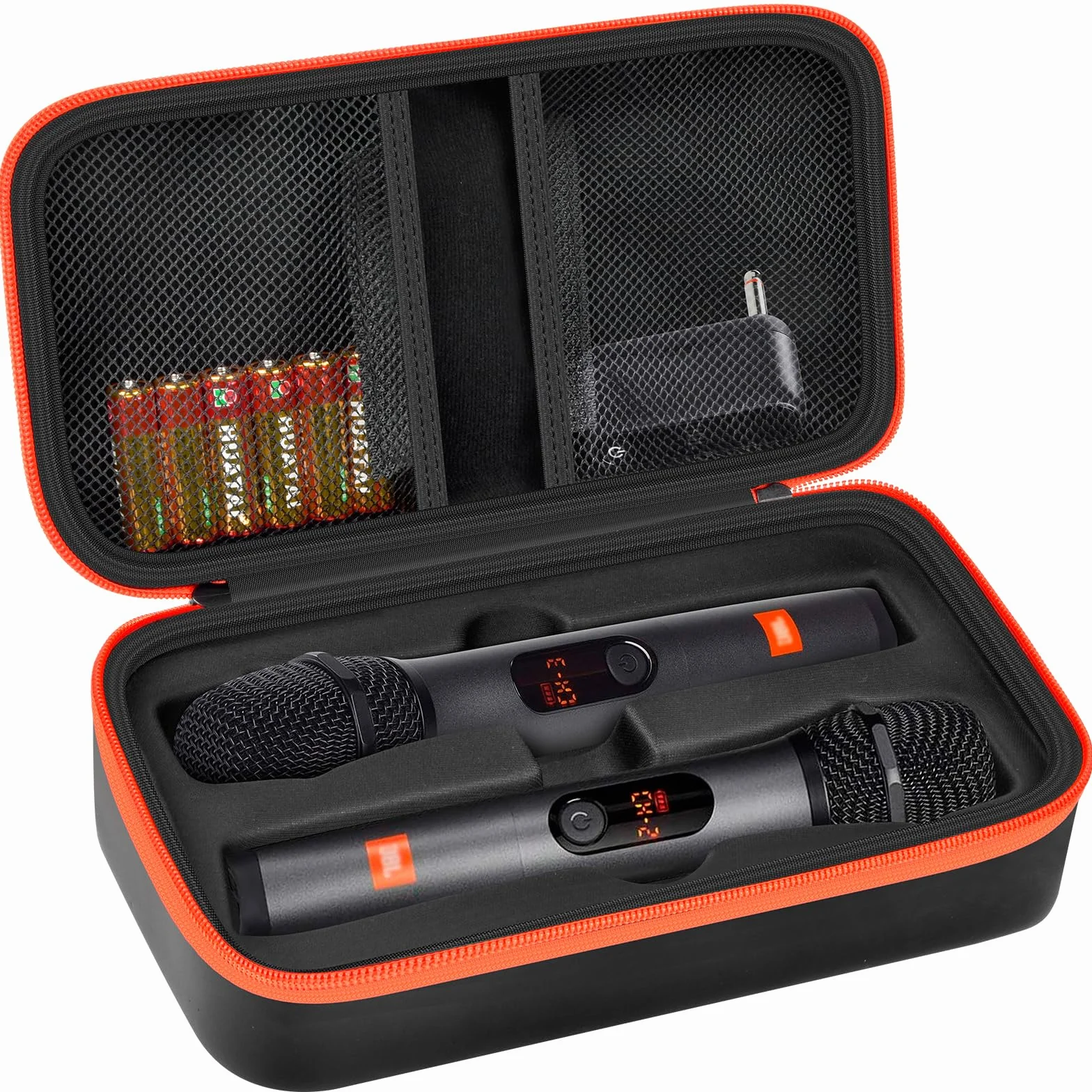Bezprzewodowa obudowa mikrofonowa Kompatybilna z JBL Wireless Two Mikrofon System, podwójny mikrofon ręczny do śpiewania lub karaoke, torba do śpiewania lub karaoke dla odbiorników, adapterów, baterii