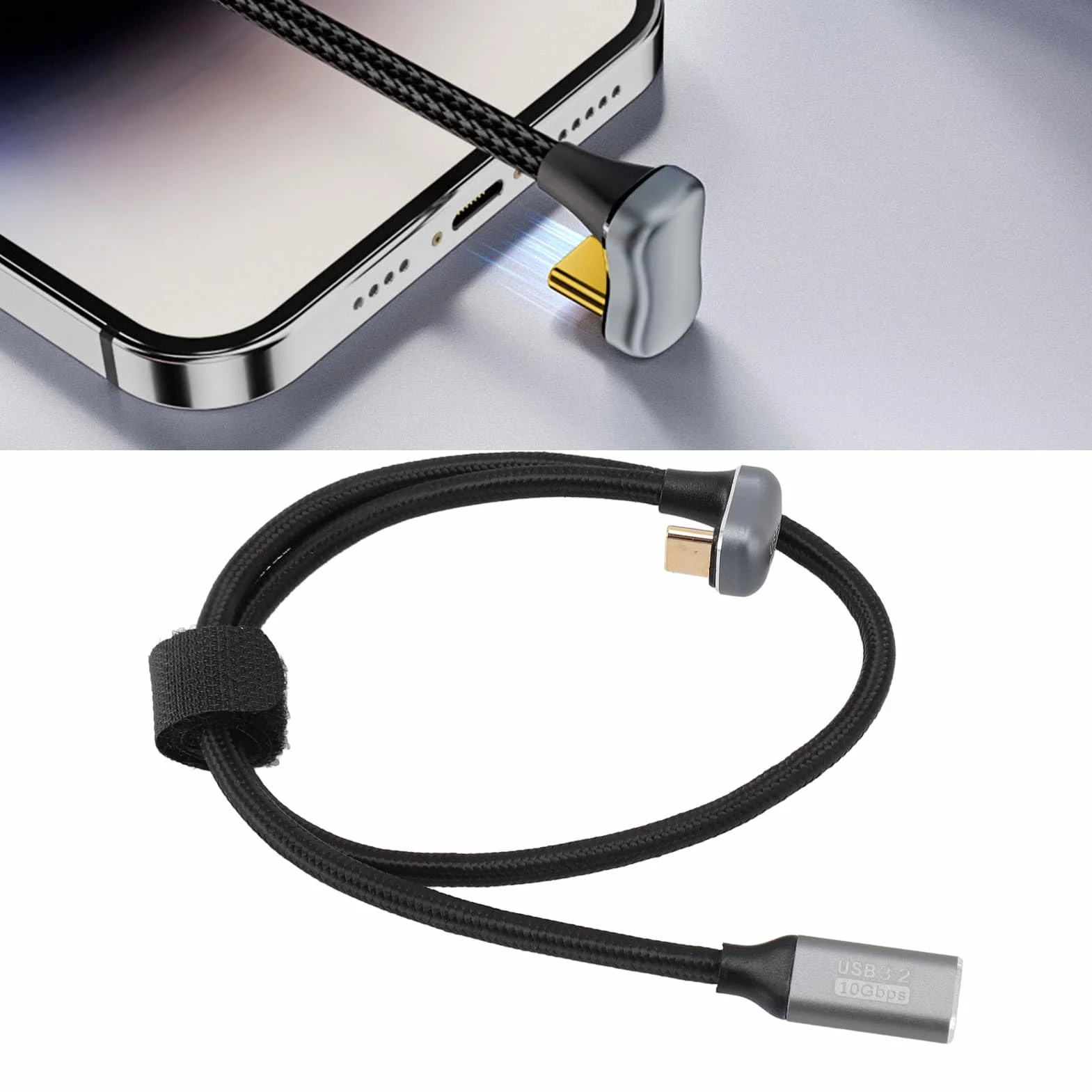 Kabel Przedłużający Typu C, Kabel Danych USB3.2 Gen2 10 Gb/s 4K 60 Hz Kabel Danych Typu C do Typu C Obsługuje Słuchawki z Ekranem Projekcyjnym OTG (50cm)