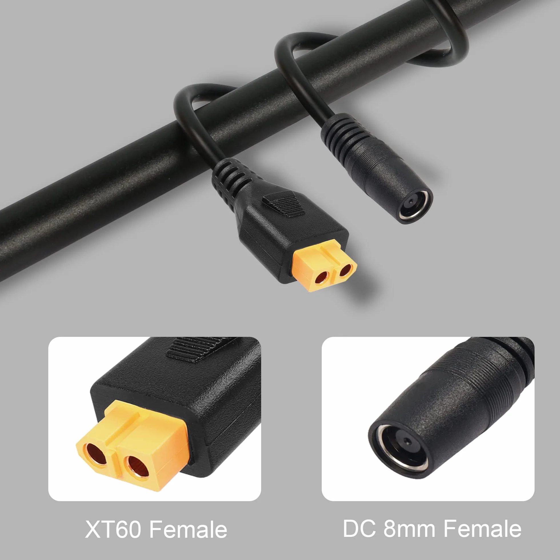 GELRHONR XT60 do DC 8 mm żeński kabel zasilający, 14AWG DC7909 do XT60 Złącze pociskowe do przenośnego centralnego generatora słonecznego i panelu słonecznego - 1 M/3,2 ft