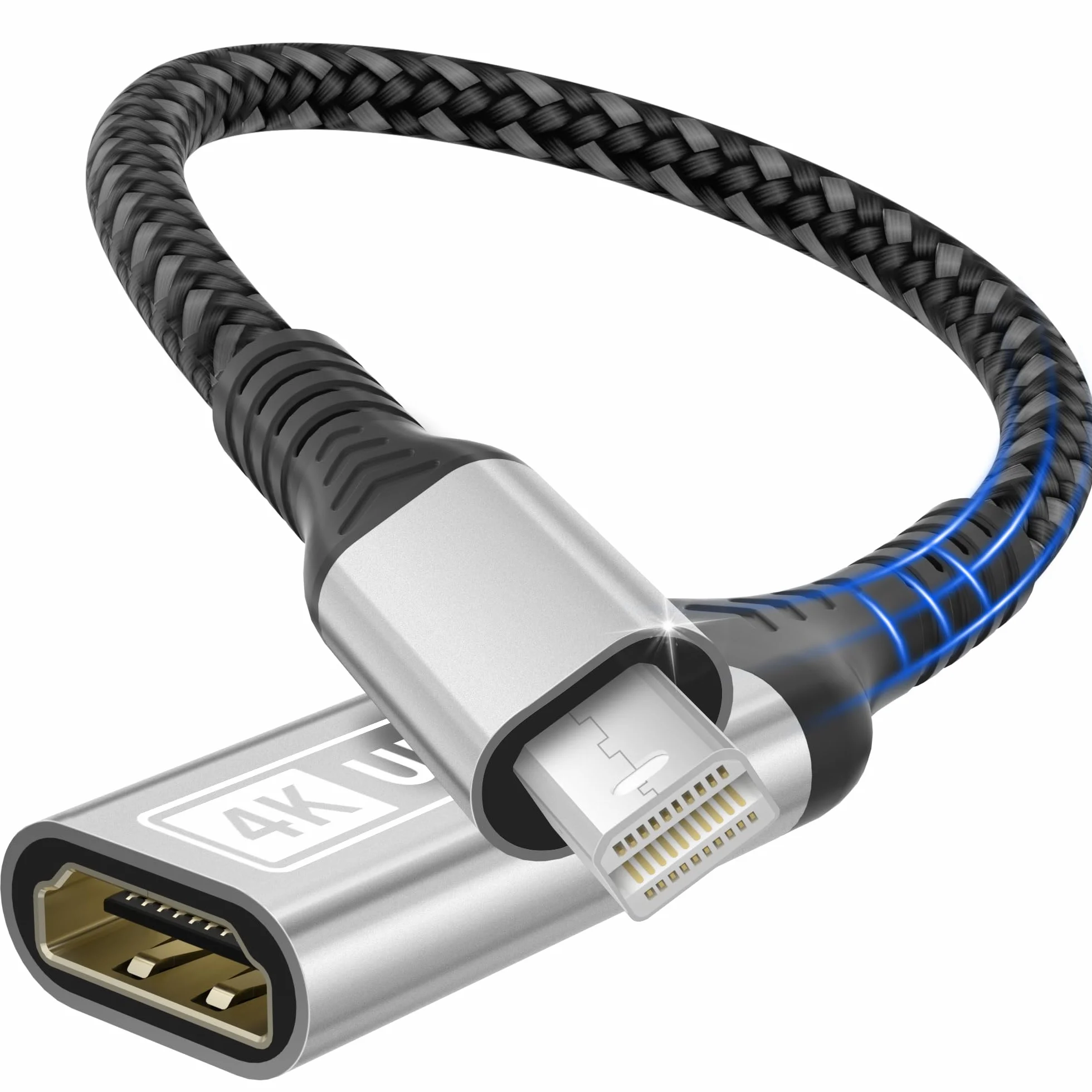 Mini DisplayPort na HDMI, Mini DisplayPort (Thunderbolt 2) do HDMI 4K, jednokierunkowy mini DisplayPort do monitora HDMI, kompatybilny z MacBook Air/Pro, XPS, Surface Pro/Dock Monitor Projektor