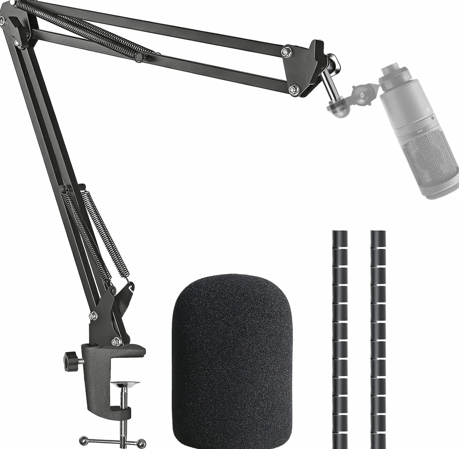 SUNMON AT2020 stojak na ramię mikrofonowe z filtrem pop, kompatybilny z Audio-Technica AT2020, Audio-Technica AT2020V, mikrofon USB z osłoną na kabel