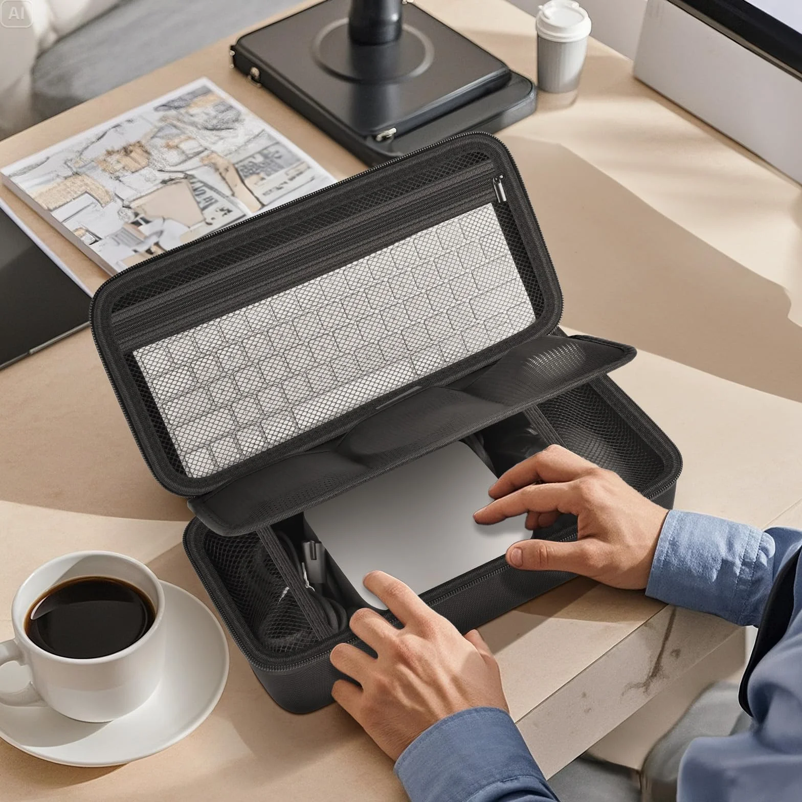 Etui kompatybilne z Apple 2024 Mac mini M4 / M4 Pro z chipem, organizer Hard Electronics pasuje do klawiatury, Magic Mouse, ładowarki i akcesoriów (tylko pudełko) - czarne