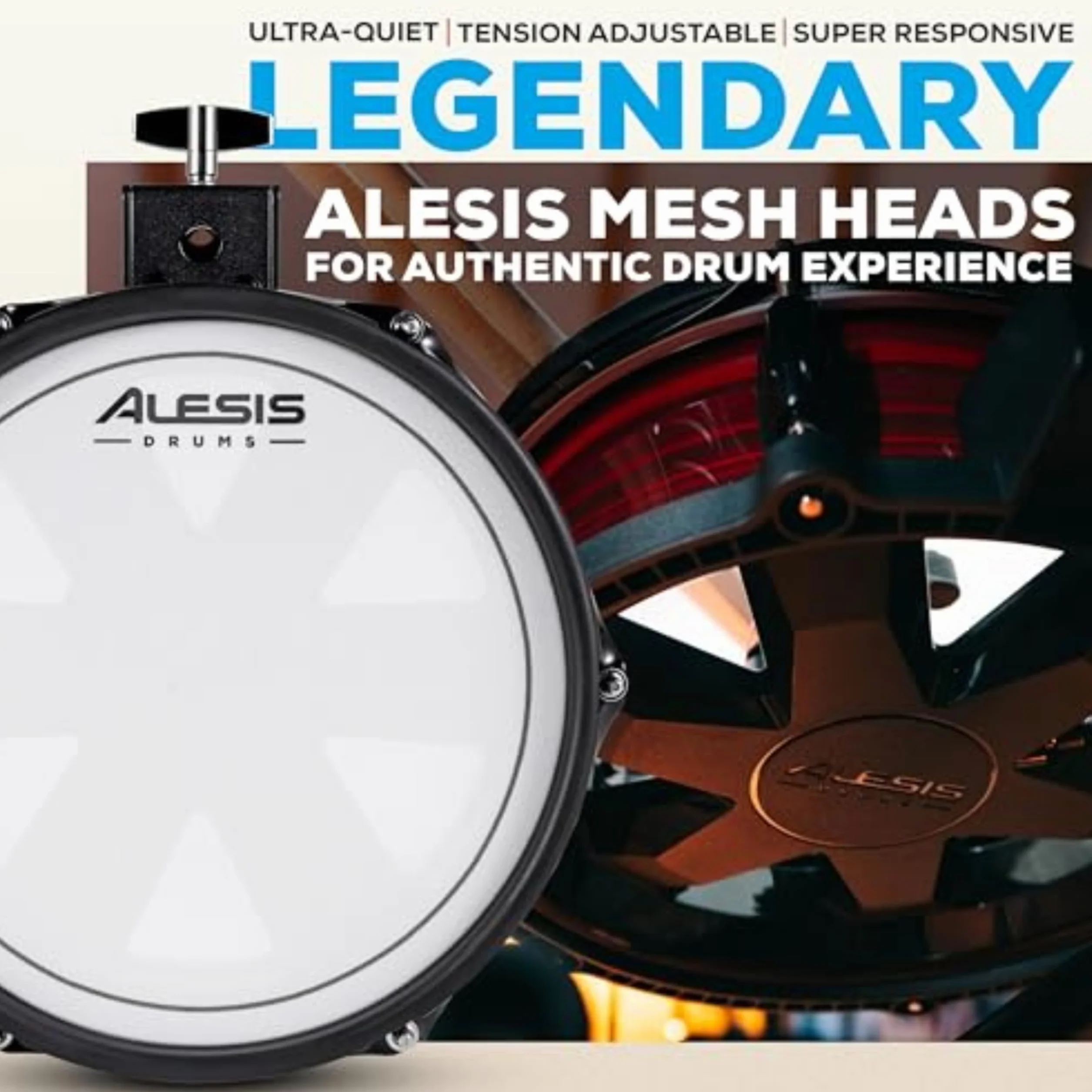 Alesis Nitro Pro Elektryczna perkusja z 2-strefowymi padami siatkowymi, 500+ brzmień BFD, Bluetooth, Drumeo, USB MIDI, zgodna z 2 bębnami basowymi
