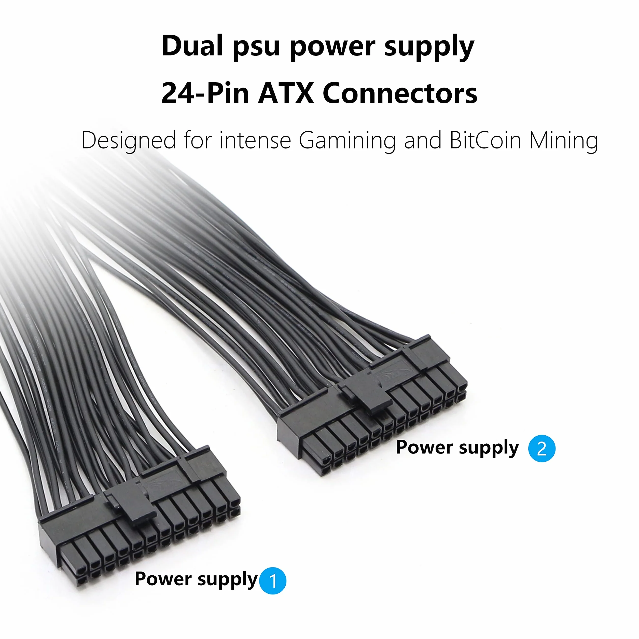 GELRHONR 24-pinowy kabel ATX Adapter płyty głównej 20+4 żeński na męski Y Splitter 1Ft