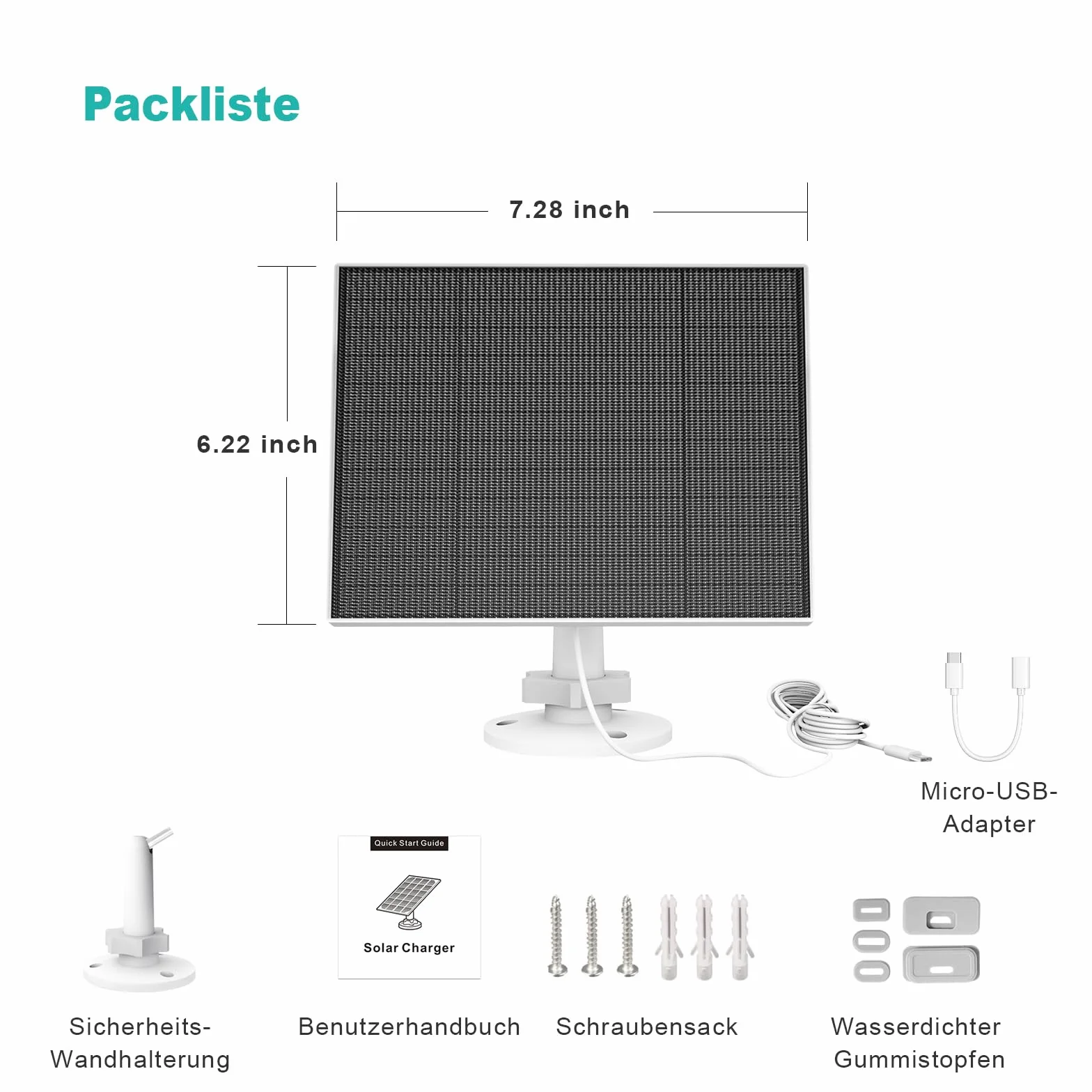 Panel słoneczny do kamery Eufy, ładowarka słoneczna 5 W kompatybilna z Eufycam 3/3C/2/2 Pro/2C/2C Pro/E/E/E20/E40/L20/L40, z portem USB C, adapter Micro USB, wodoodporny IP65