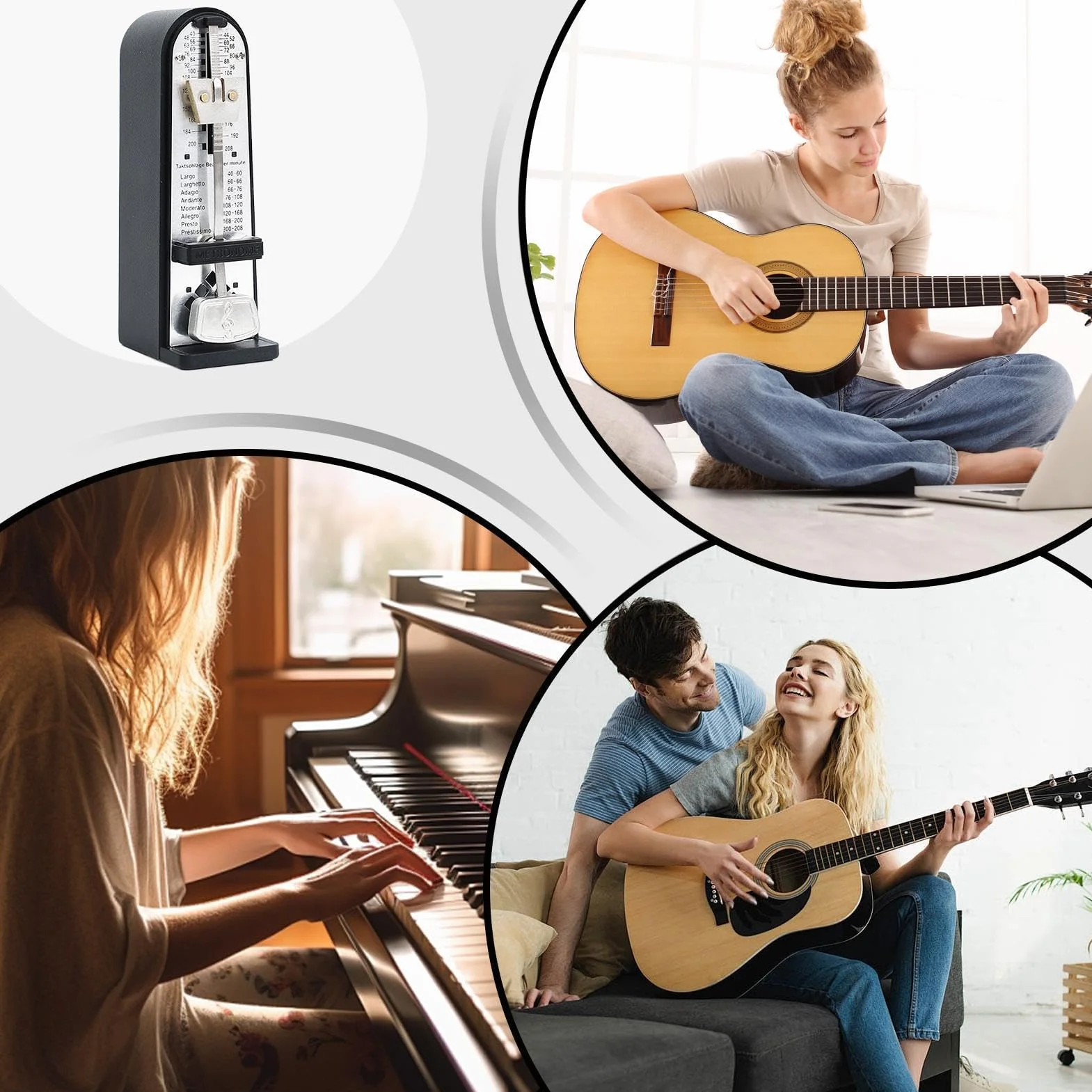 Piano Mechanical Metronome, Loud Tone Metronome, Classic Shape, Musical Instruments, Precision Timing, 2.05x1.38x4.33 Inches, Practicing Performing Musical Instrument for Men Women