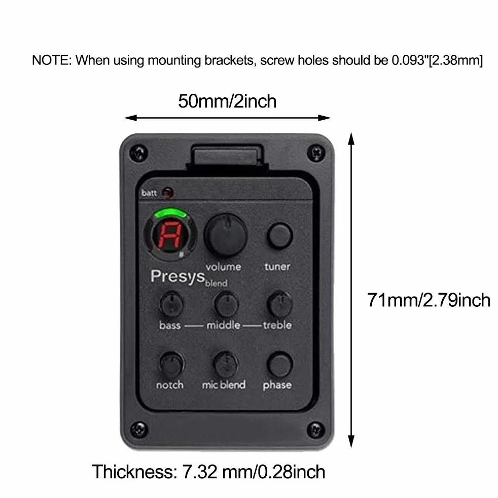 Przetwornik do gitary, przedwzmacniacz gitarowy EQ Tuner Piezo Pickup Beat Gitara Części Akcesoria