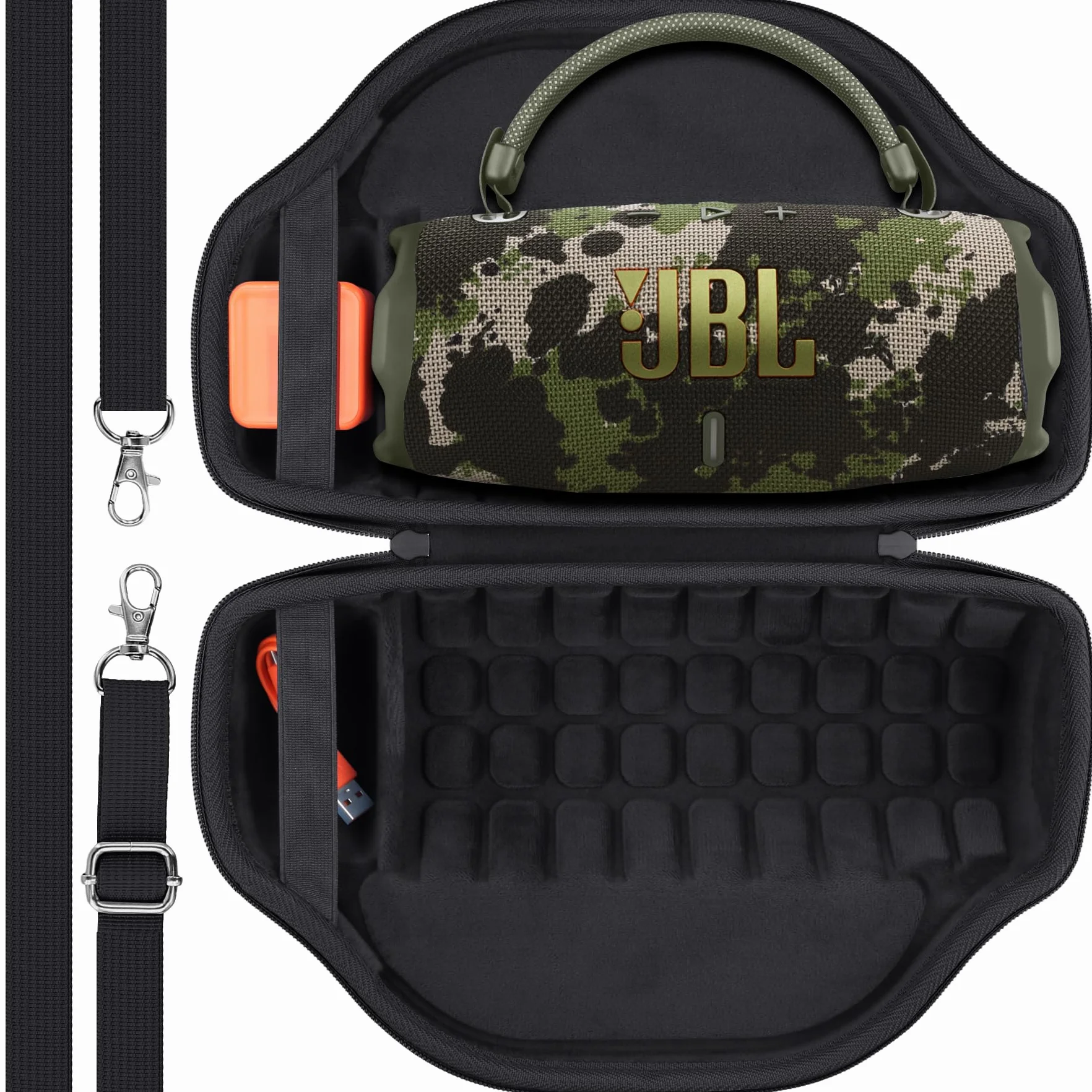 co2CREA Twarda torba przenośna etui do JBL Charge 6 przenośnego bezprzewodowego głośnika Bluetooth z odpinanym paskiem na ramię, tylko etui
