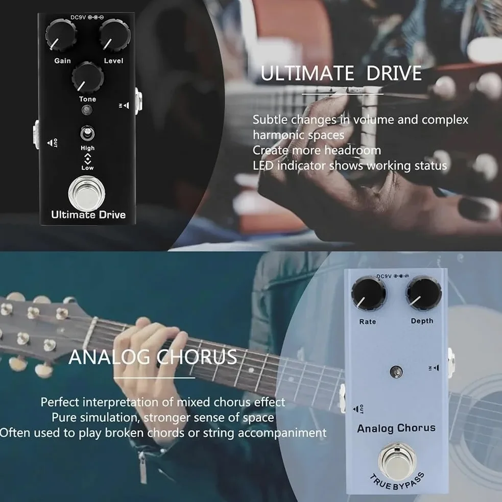 efektów do gitary elektrycznej Vintage Overdrive Fuzz Distortion, analogowe opóźnienie Ultimate Drive Pedały do gitary basowej, analogowe opóźnienie