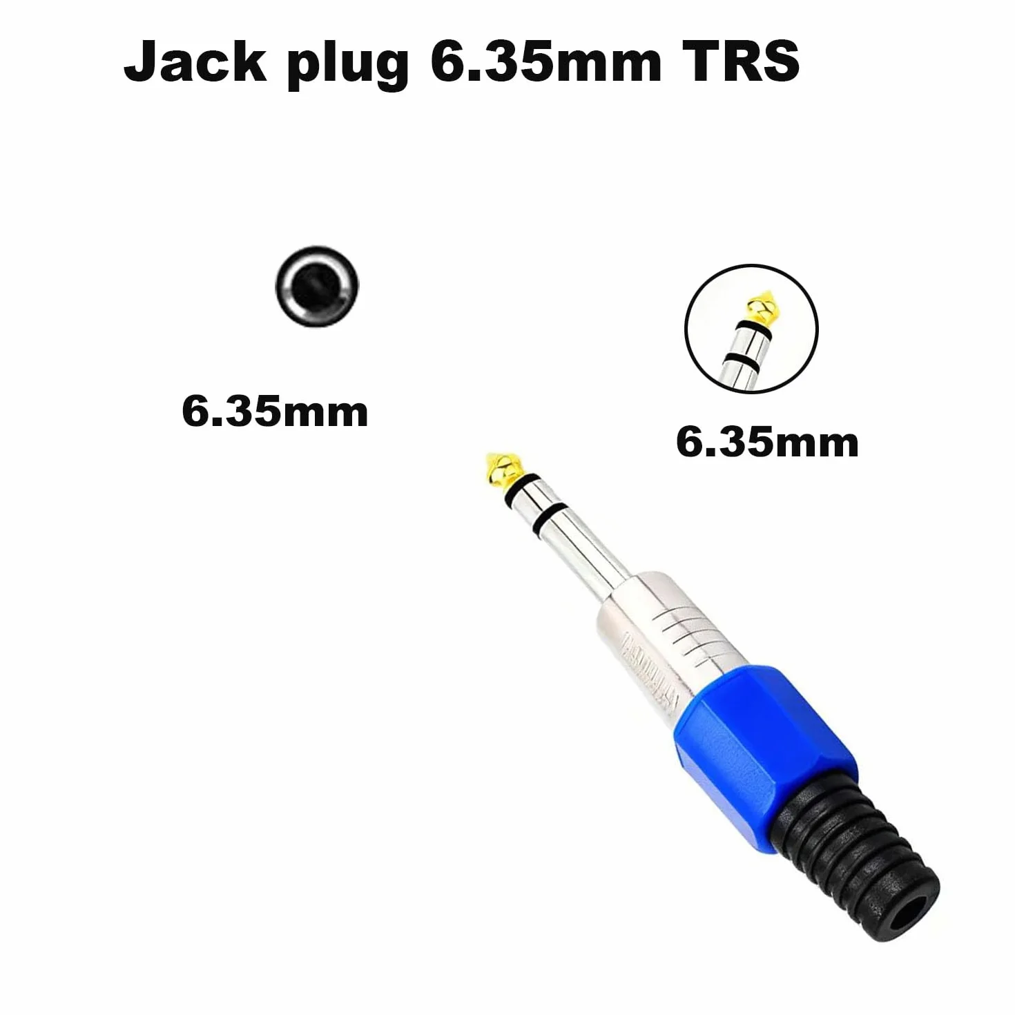 RUNCCI-YUN 5 sztuk 6,35 mm złącze wtykowe TRS, złącze lutownicze 6,35 mm 3-biegunowe, gniazdo audio DIY do głośnika, mikrofonu, miksera