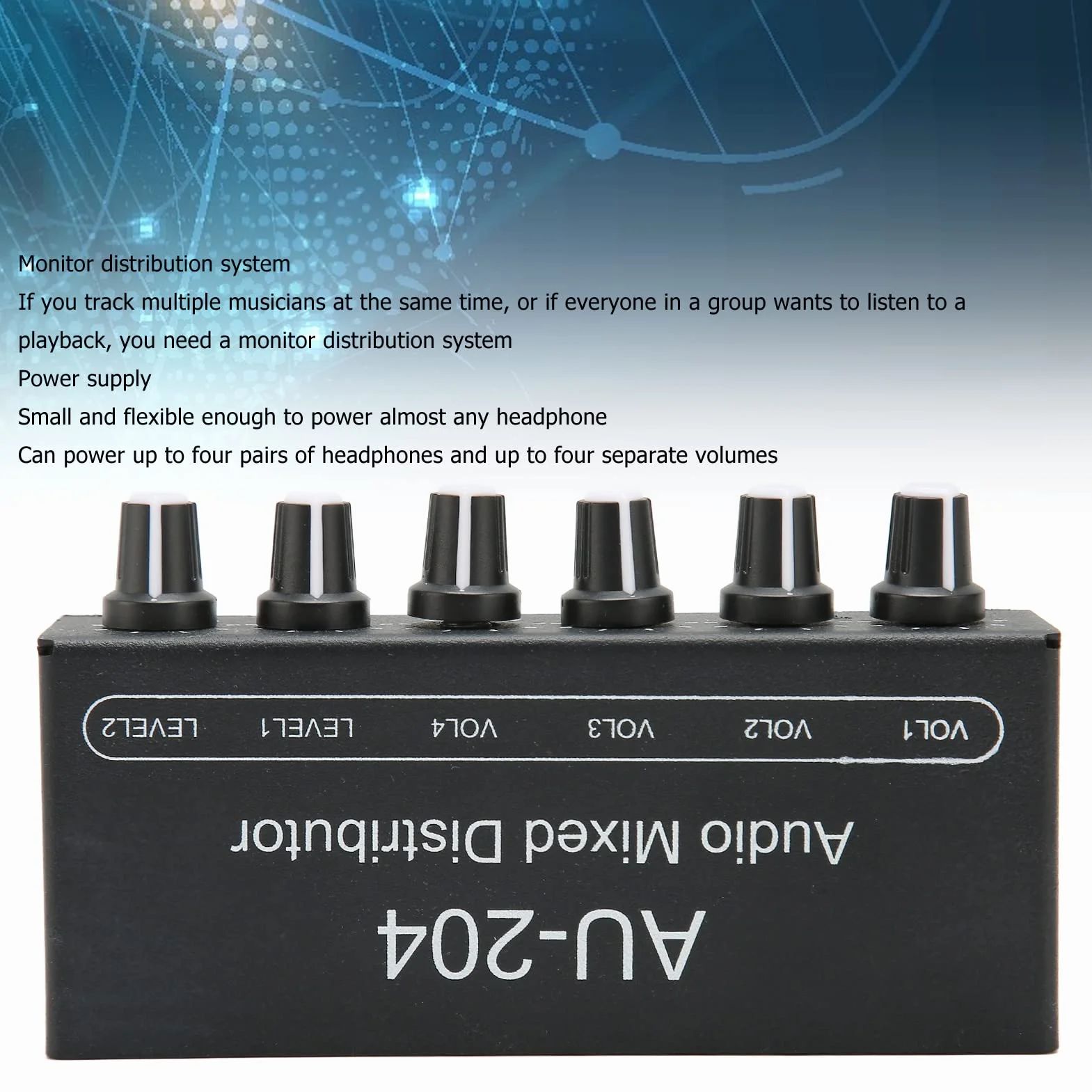 Przenośny mikser audio, stereo Sound Signal Mixer 2 w 4 Out, 3,5 mm, stereo, słuchawki, mikser do studia i na scenę