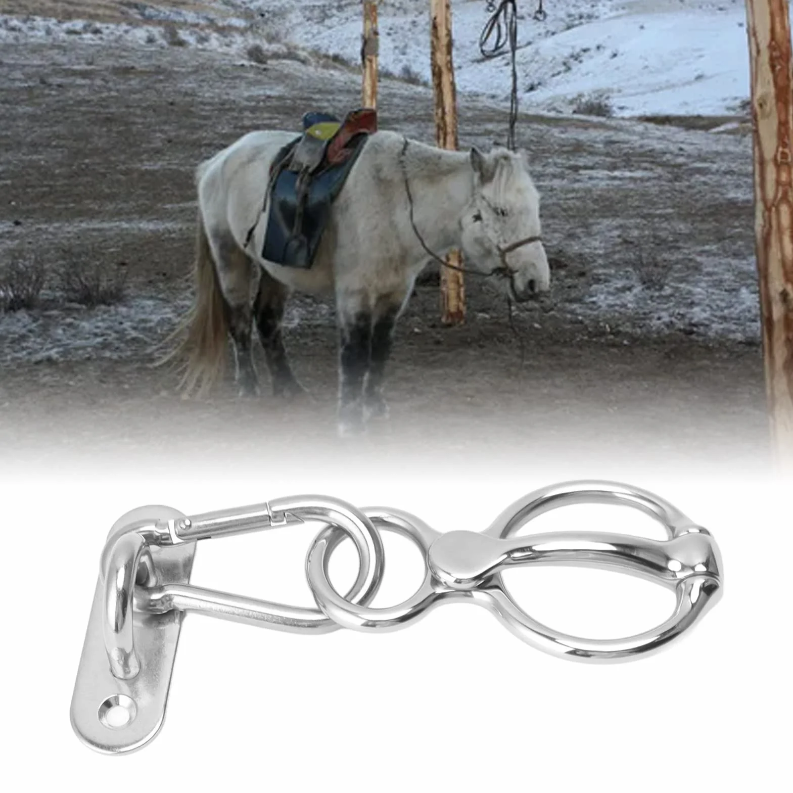 Pferde-Krawattenring, Pferdezubehör, Halbrunder Ring aus Edelstahl, Pferdetrainingsausrüstung, Sicheres Pferdezubehör Zum Zurückziehen