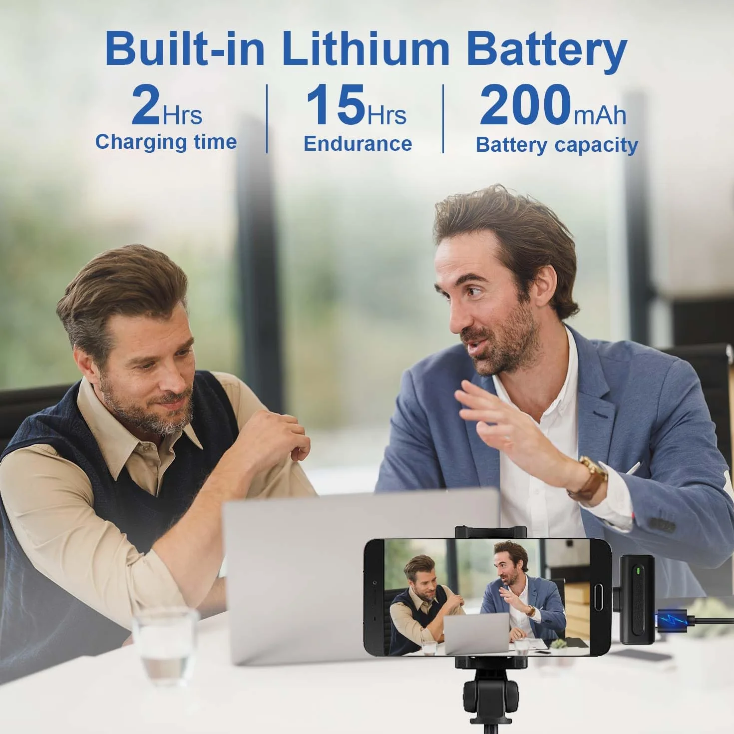 Kinizuxi Mikrofon bezprzewodowy do iPhone'a iPad Android i PC, 2,4 G Plug&Play Smartphone Mikrofon Mini Mic Bezprzewodowy mikrofon z 3 trybami dźwięku do nagrywania wideo, TikTok, YouTube, Vlog