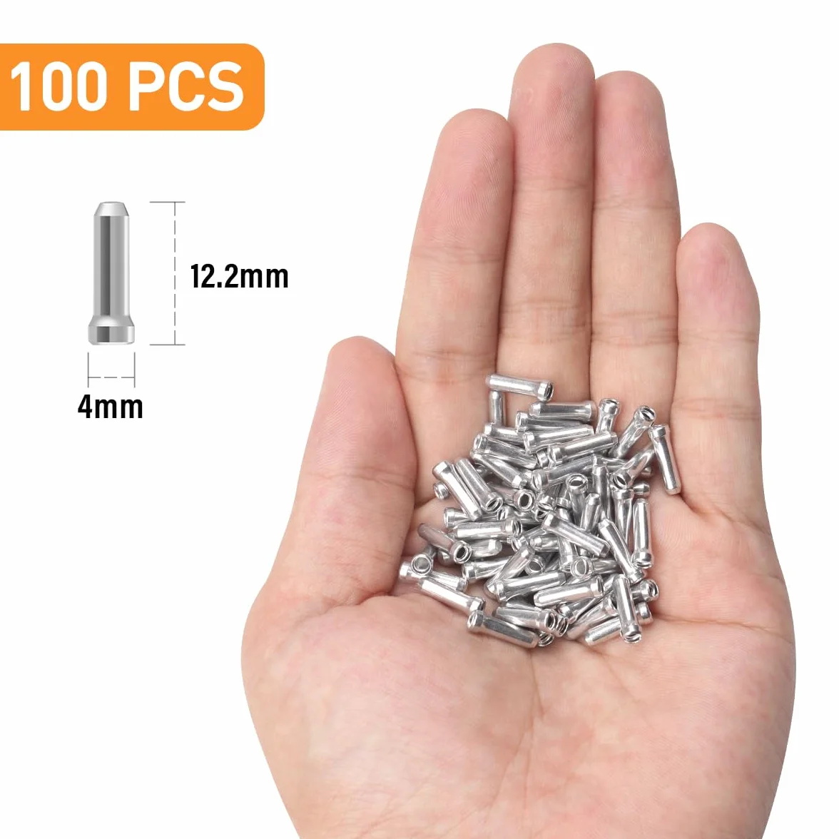 100 sztuk srebrnych tulejek końcowych, zaślepki do linki hamulcowej, linki hamulcowej, zaślepki ze stopu aluminium