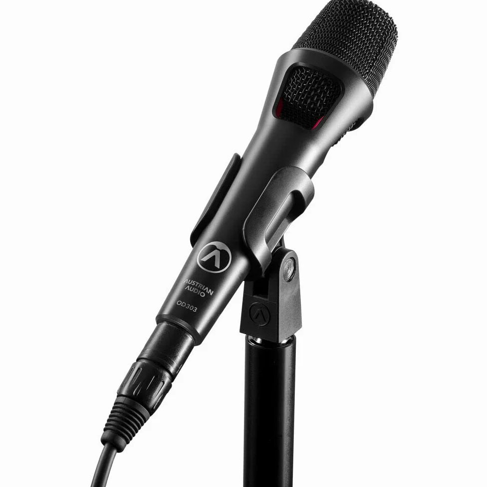 Austrian Audio OD303 Mikrofon sceniczny z technologią Open Acoustics, mikrofon kierunkowy (otwarta konstrukcja, zintegrowany dyfuzor szumów 3D Pop Noise Diffusor), czarny