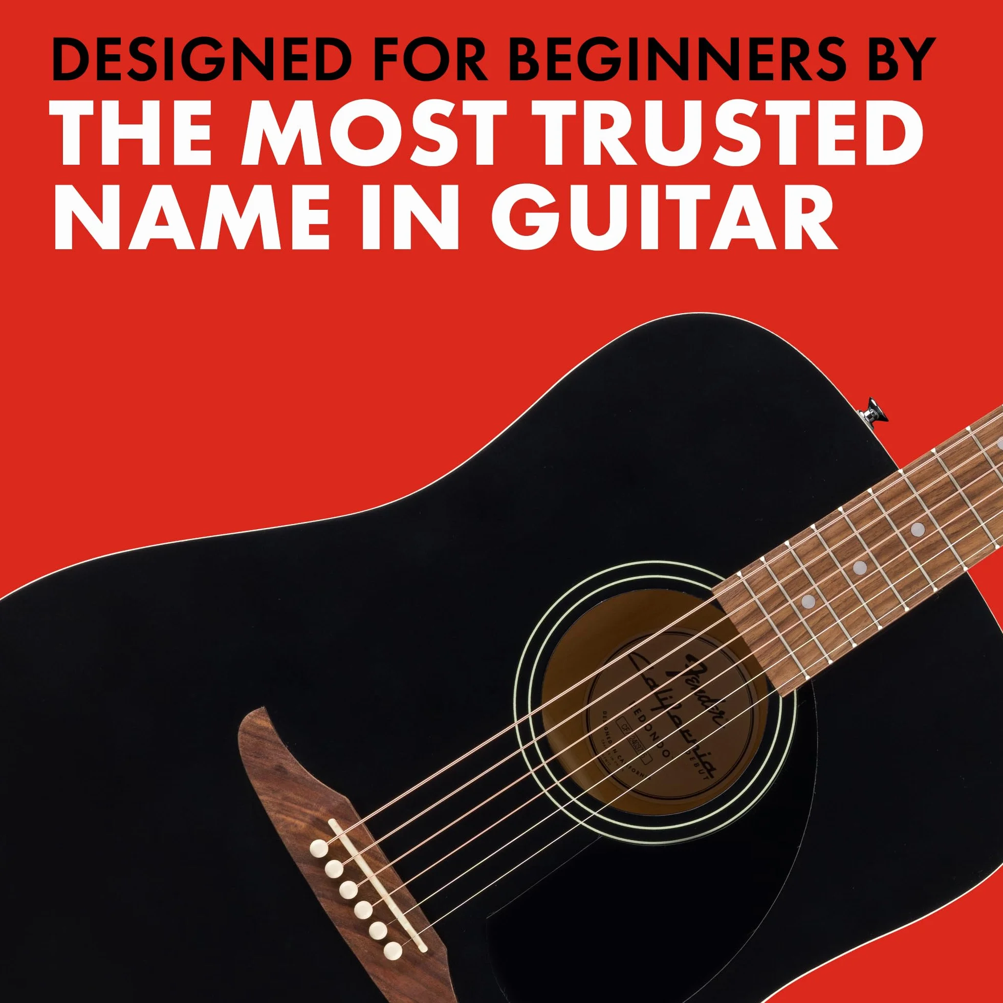Fender California Debut Redondo Dreadnought gitara akustyczna, świerkowa góra, czarna maskownica, czarna