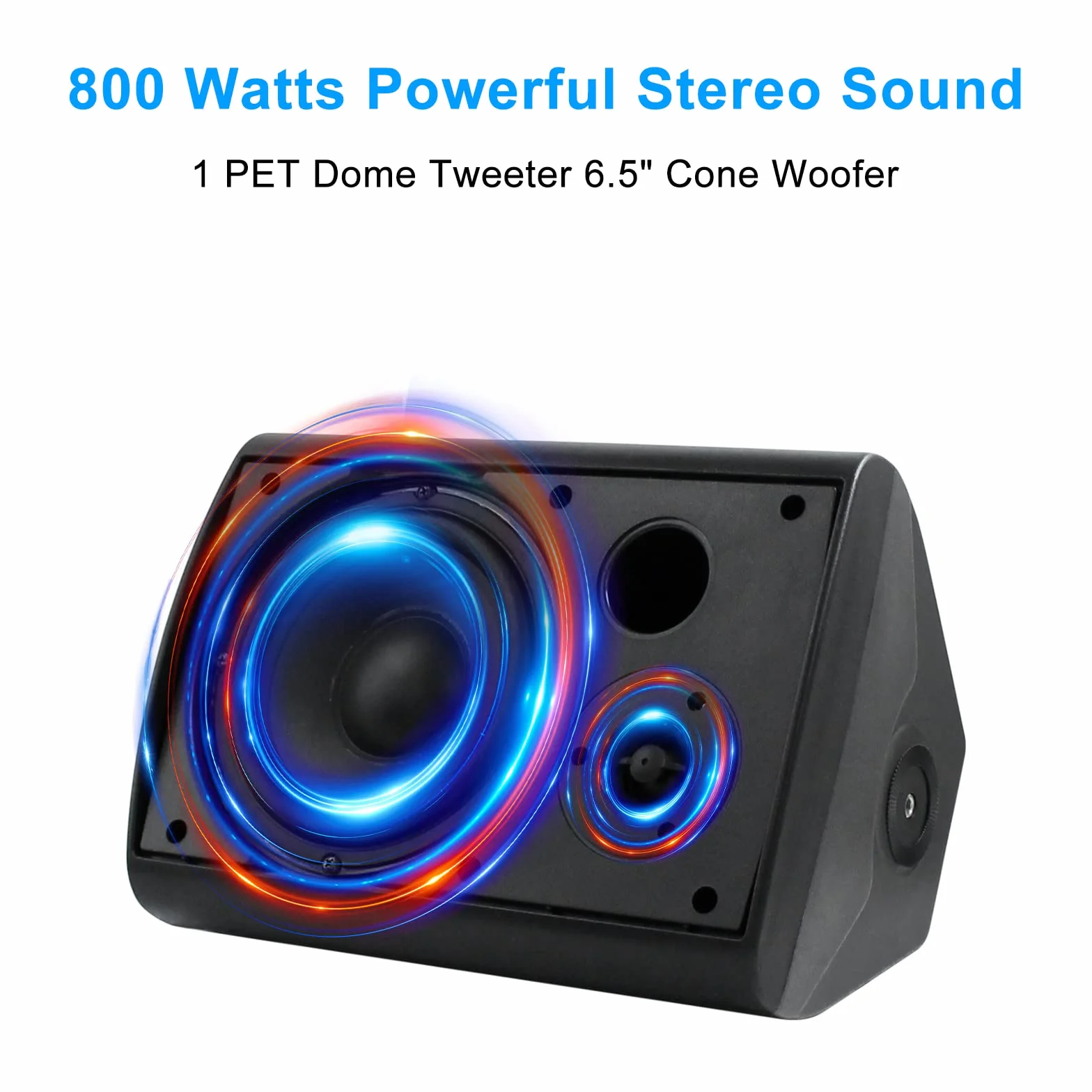 Herdio Głośnik zewnętrzny 800 W, 6,5 cala, wodoszczelny, montaż na ścianie, na patio, stereo, do użytku wewnątrz i na zewnątrz, z mocnym basem, nadaje się na każdą pogodę (4 czarne)